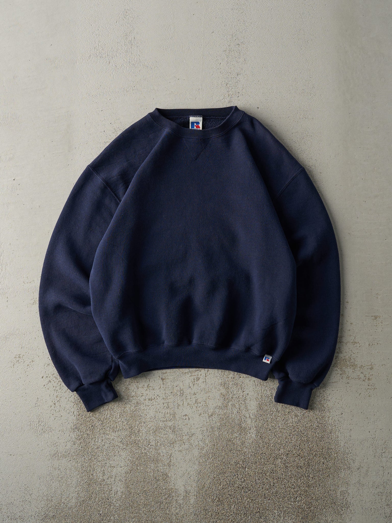 Vintage Y2K Navy Blue Russell Athletic Blank Crewneck (M)