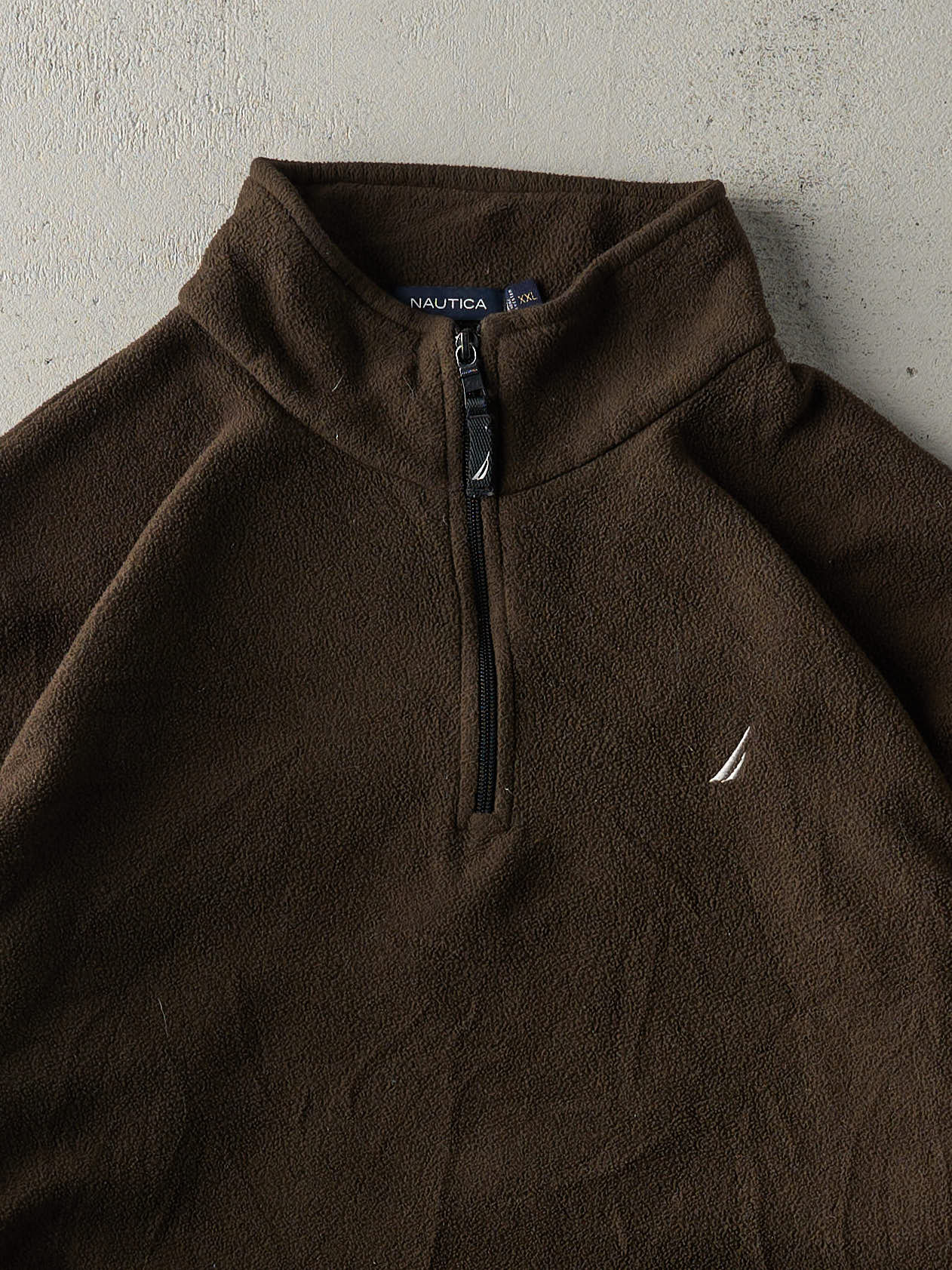 Vintage Y2K Brown Quarter Zip Fleece Sweatshirt (XXL)