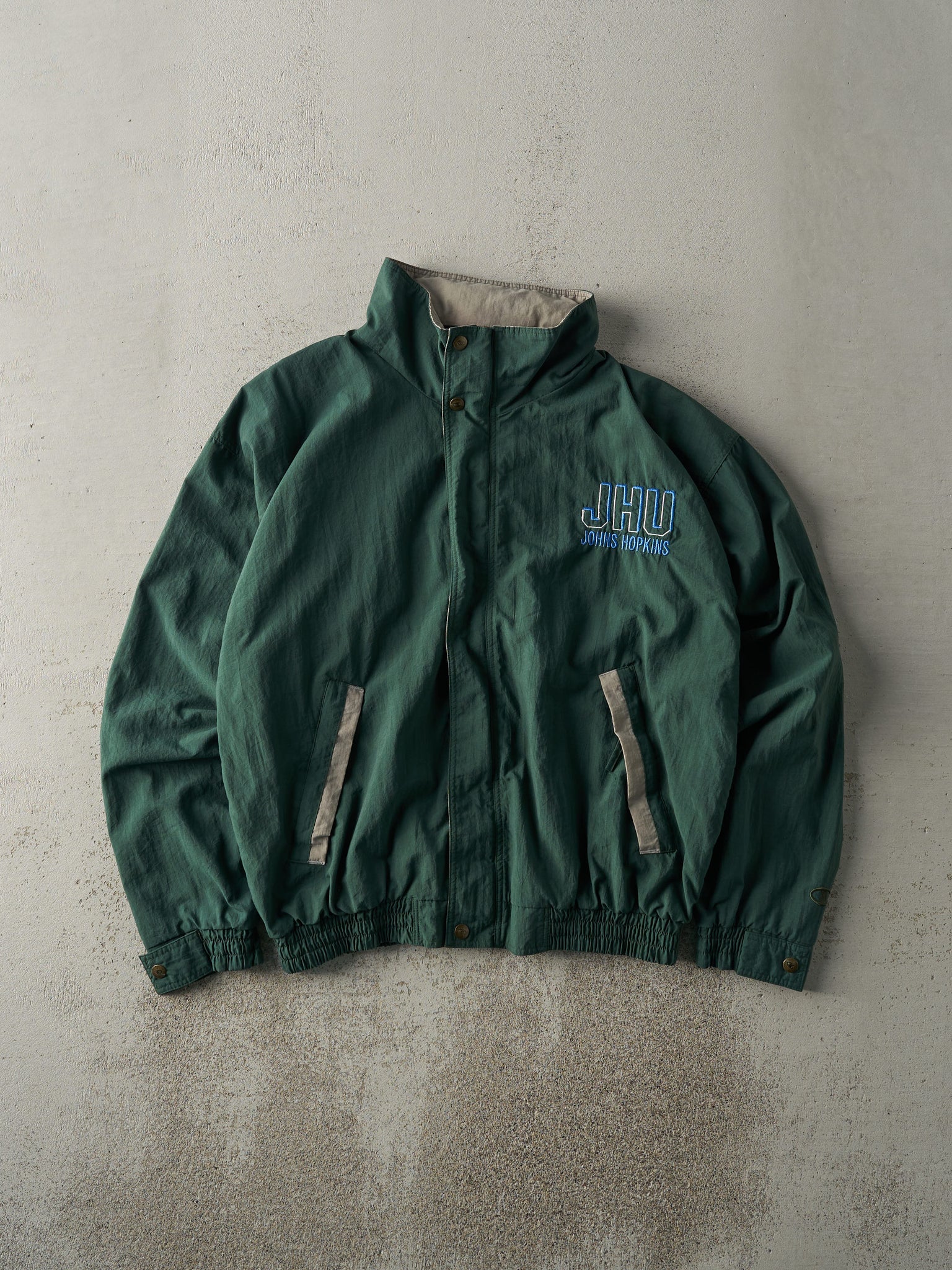 Vintage 90s Forest Green Embroidered Windbreaker Jacket (M)