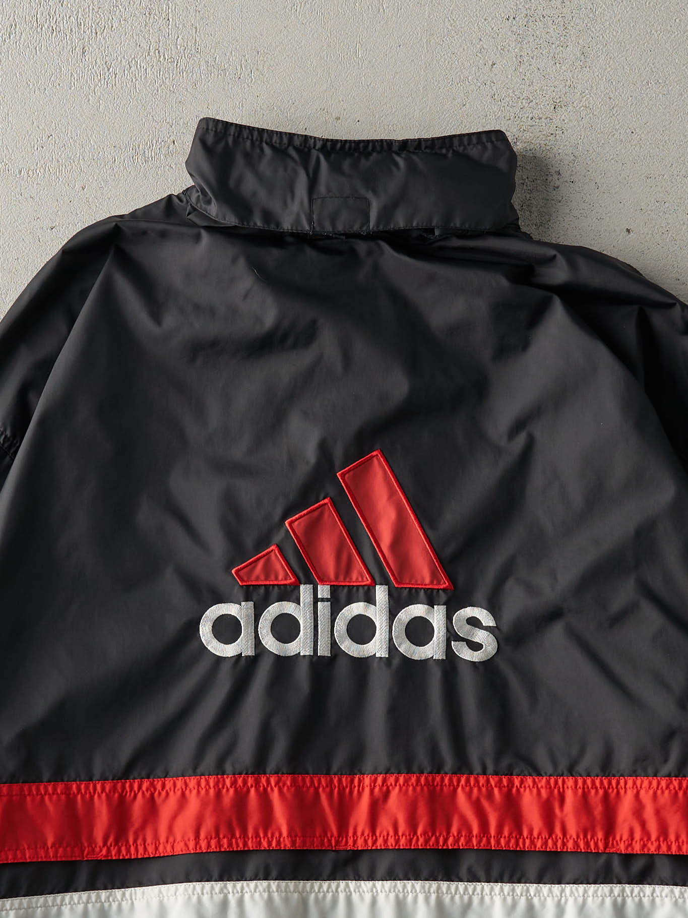 Vintage 90s Black & Red Adidas Zip Up Windbreaker Jacket (L/XL)