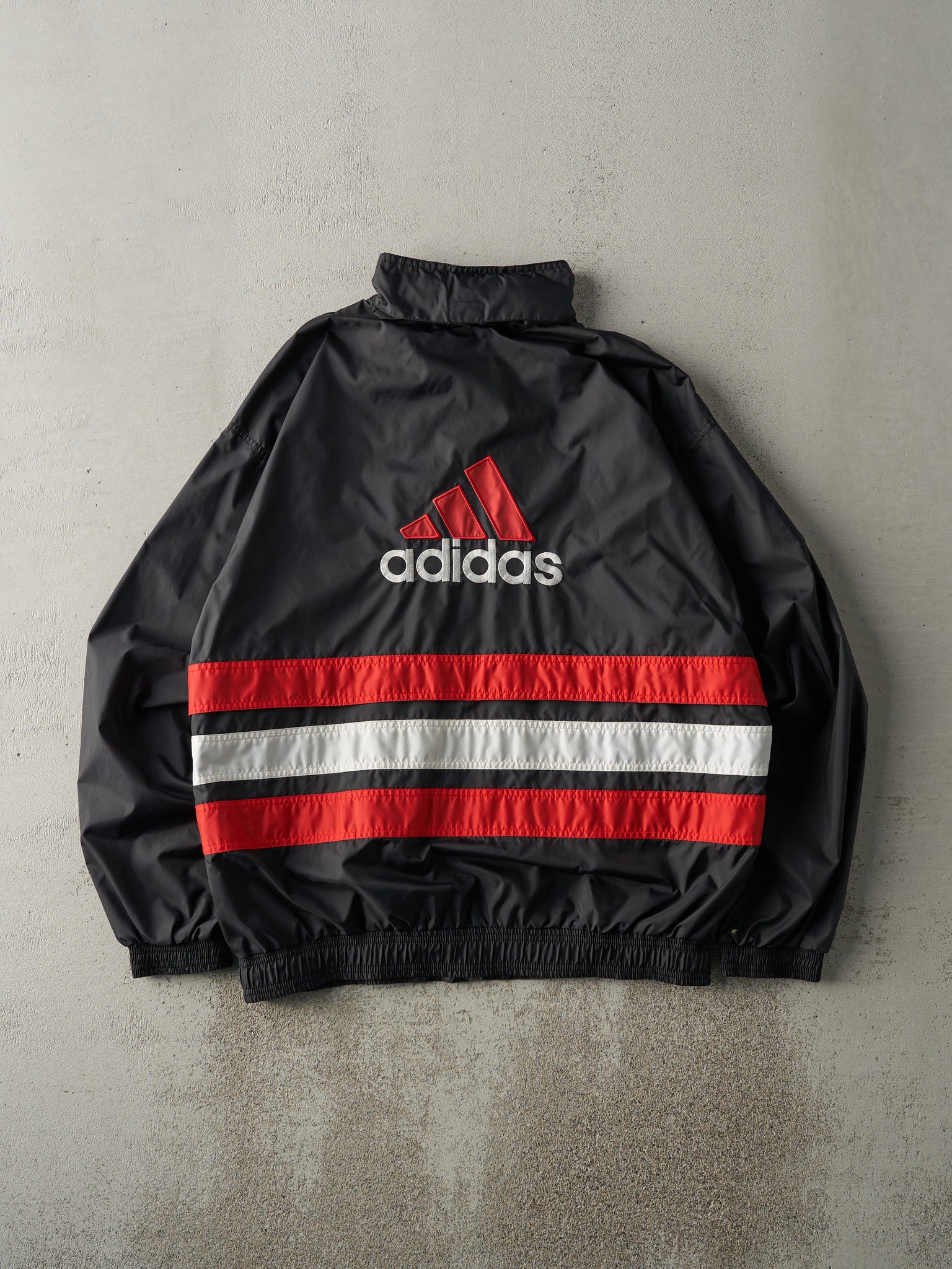 Vintage 90s Black & Red Adidas Zip Up Windbreaker Jacket (L/XL)