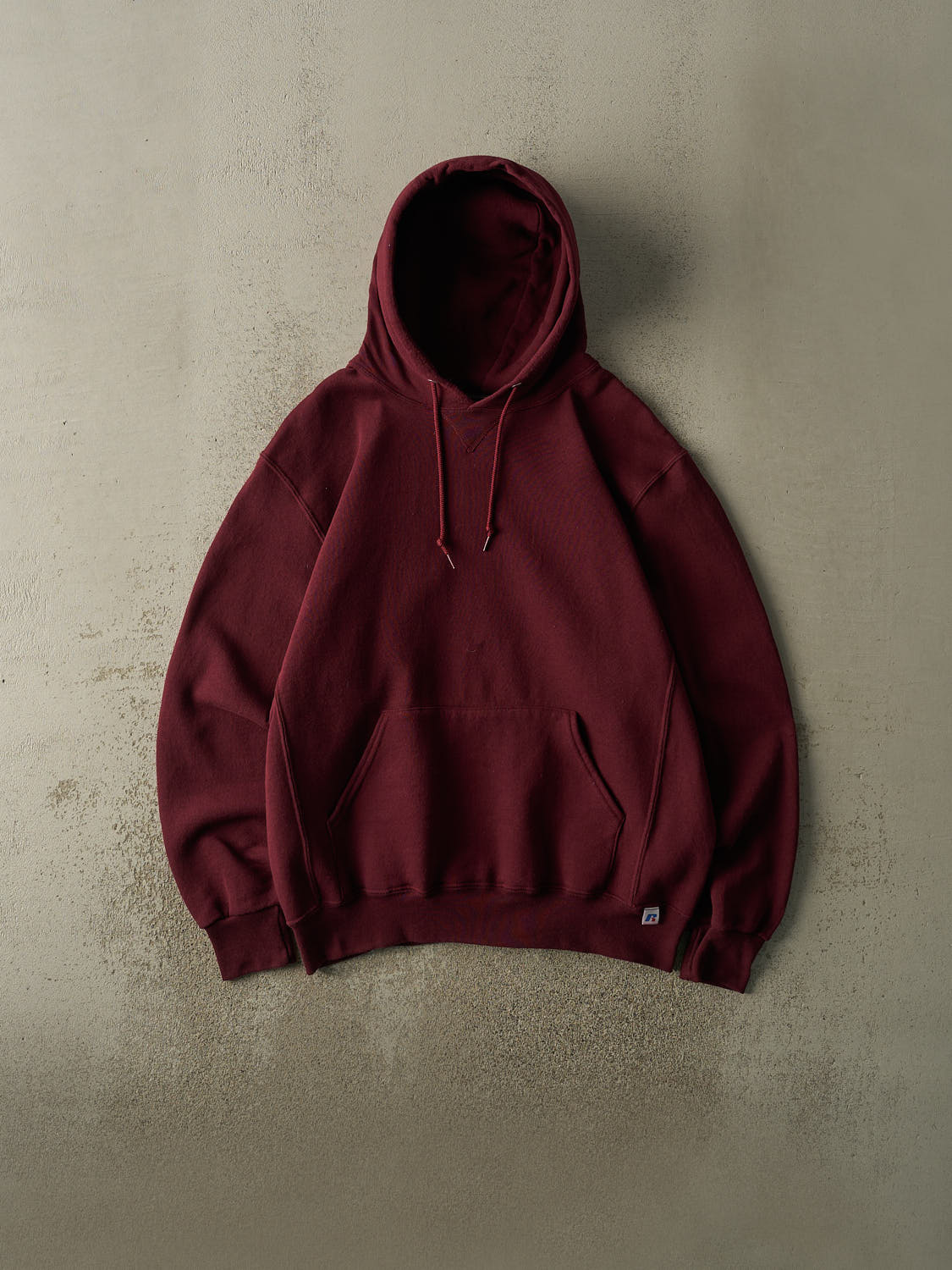 Vintage Y2K Burgundy Russell Athletic Hoodie (L/XL)