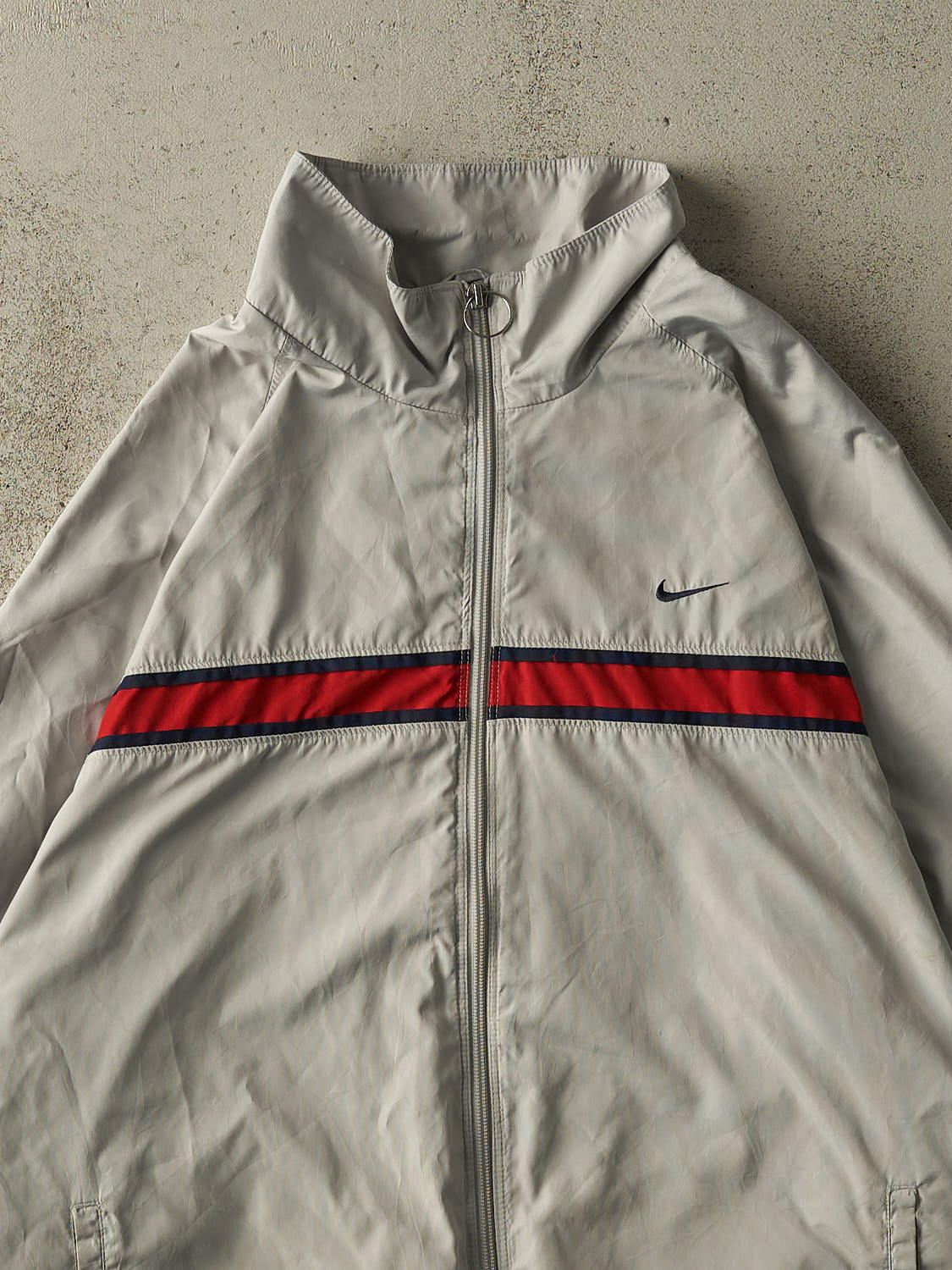 Vintage Y2K Grey & Red Nike Embroidered Track Jacket (XL/XXL)
