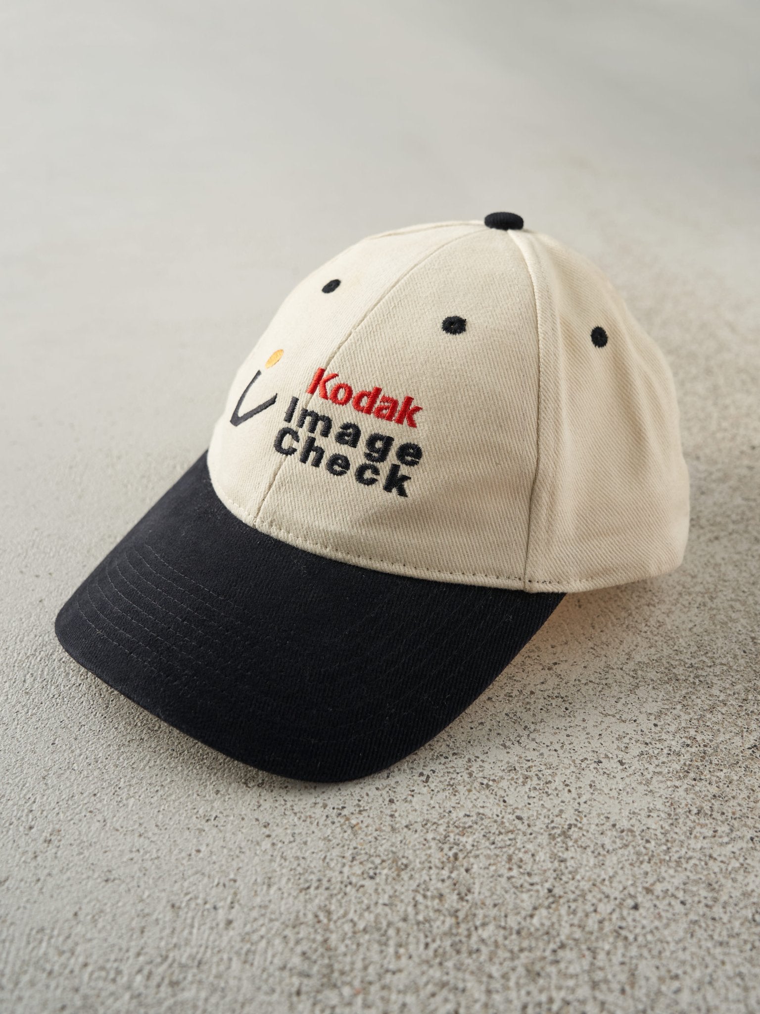Vintage Y2K Beige & Black Kodak Embroidered Velcro Hat