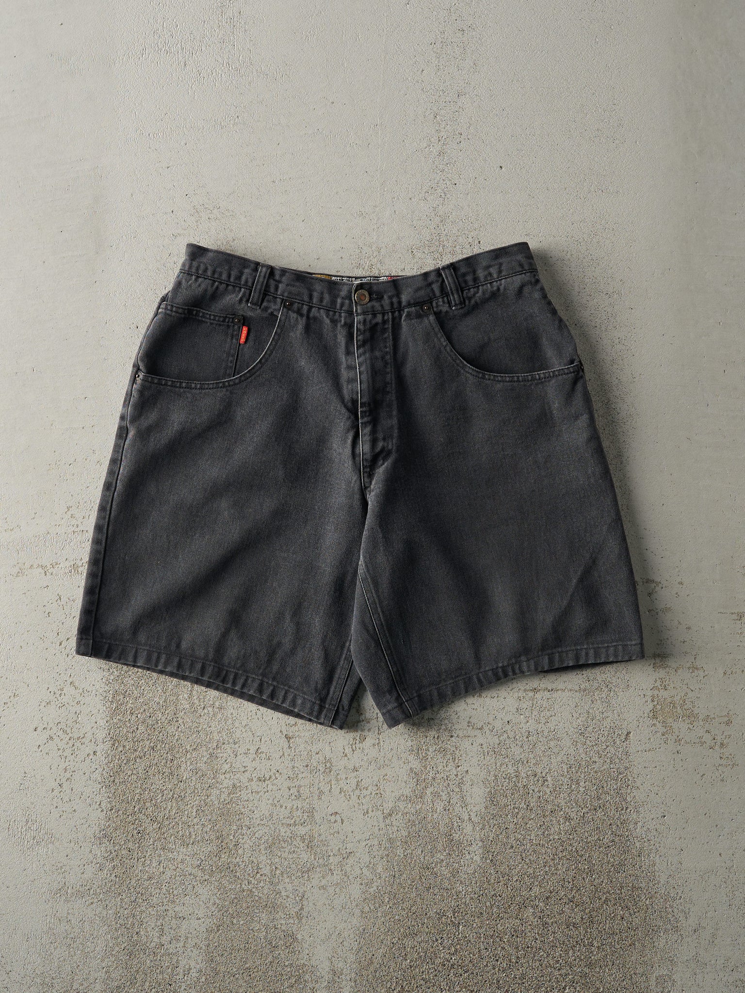 Vintage 90s Faded Black Denim Shorts (32x9.5)