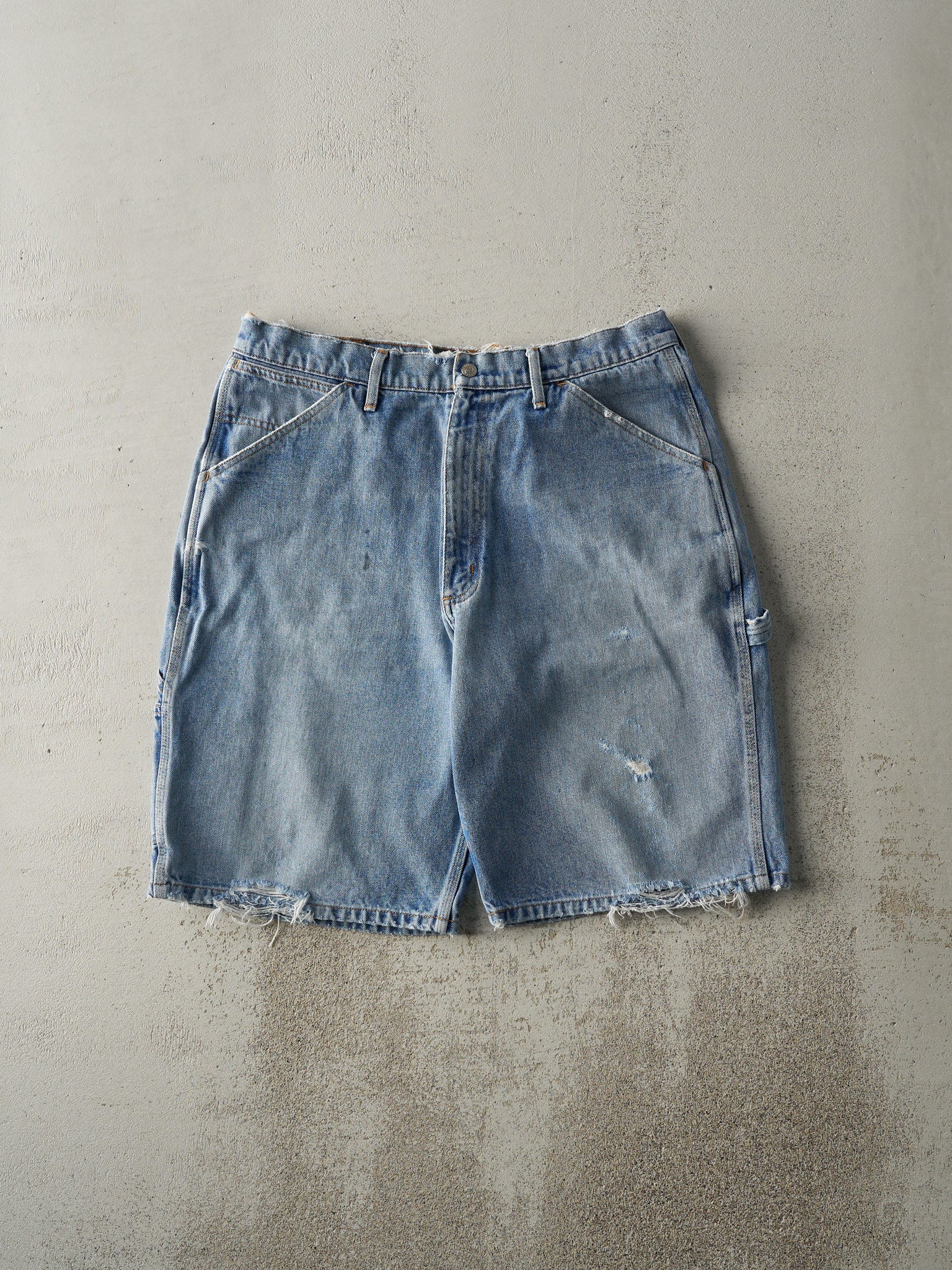 Vintage Y2K RARE Light Wash Polo Ralph Lauren Carpenter Jean Shorts (35.5x11)