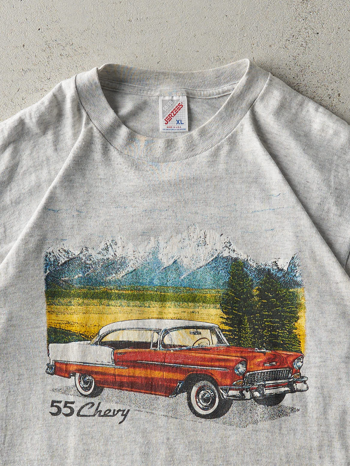 Vintage 90s Heather Grey 55' Chevy Tee (M)