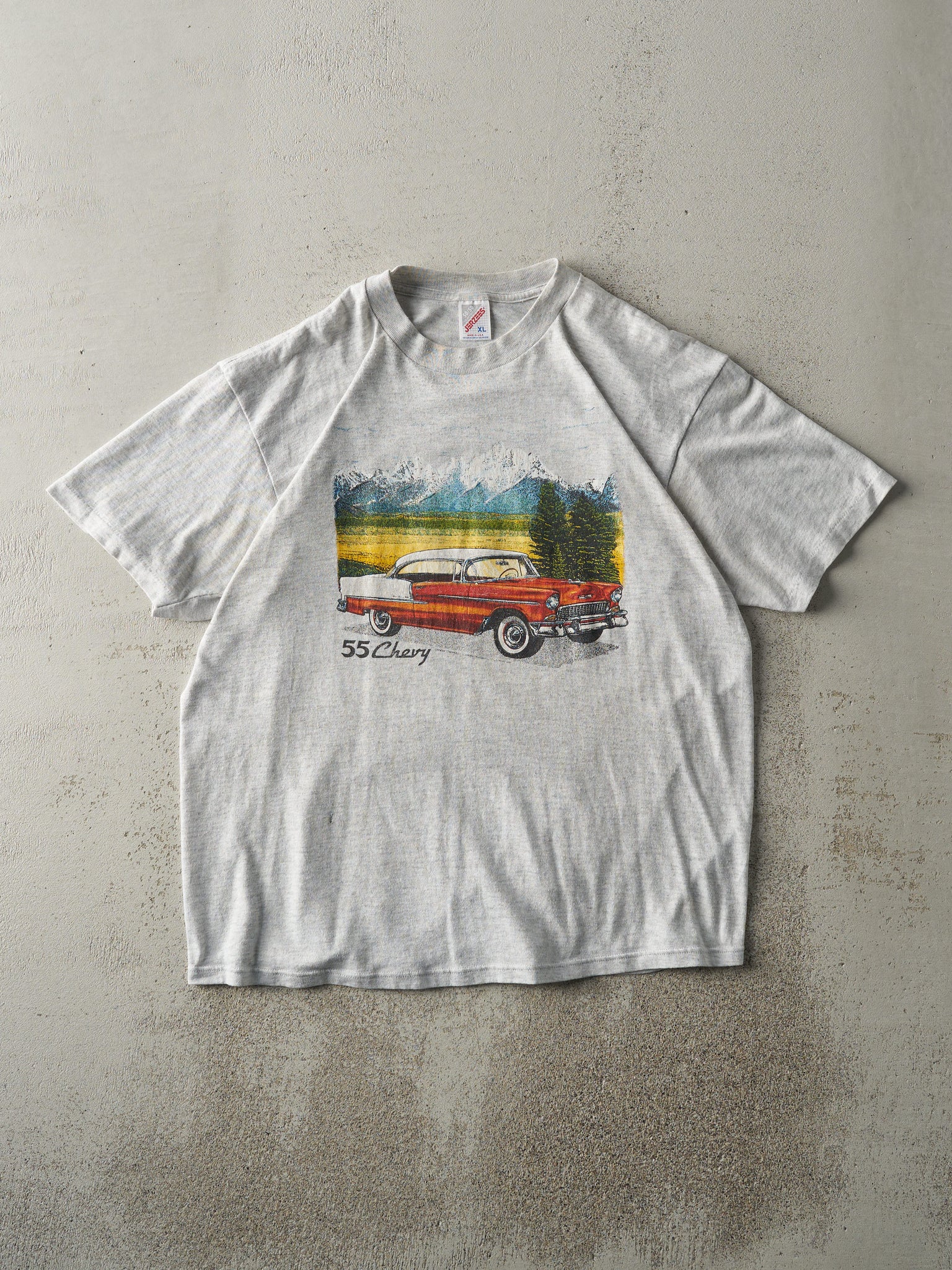 Vintage 90s Heather Grey 55' Chevy Tee (M)