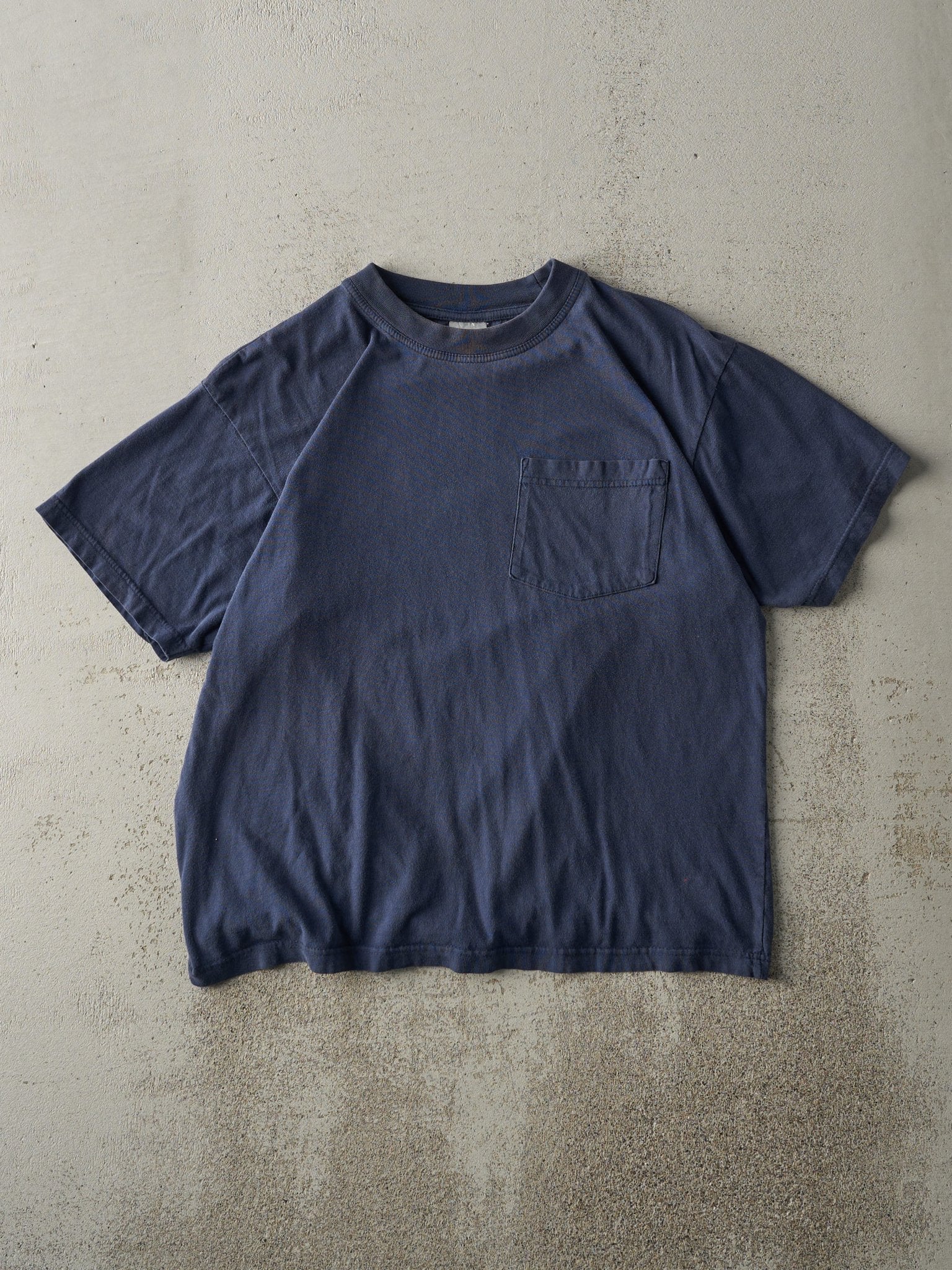 Vintage 90s Navy Blue Blank Pocket Tee (M)