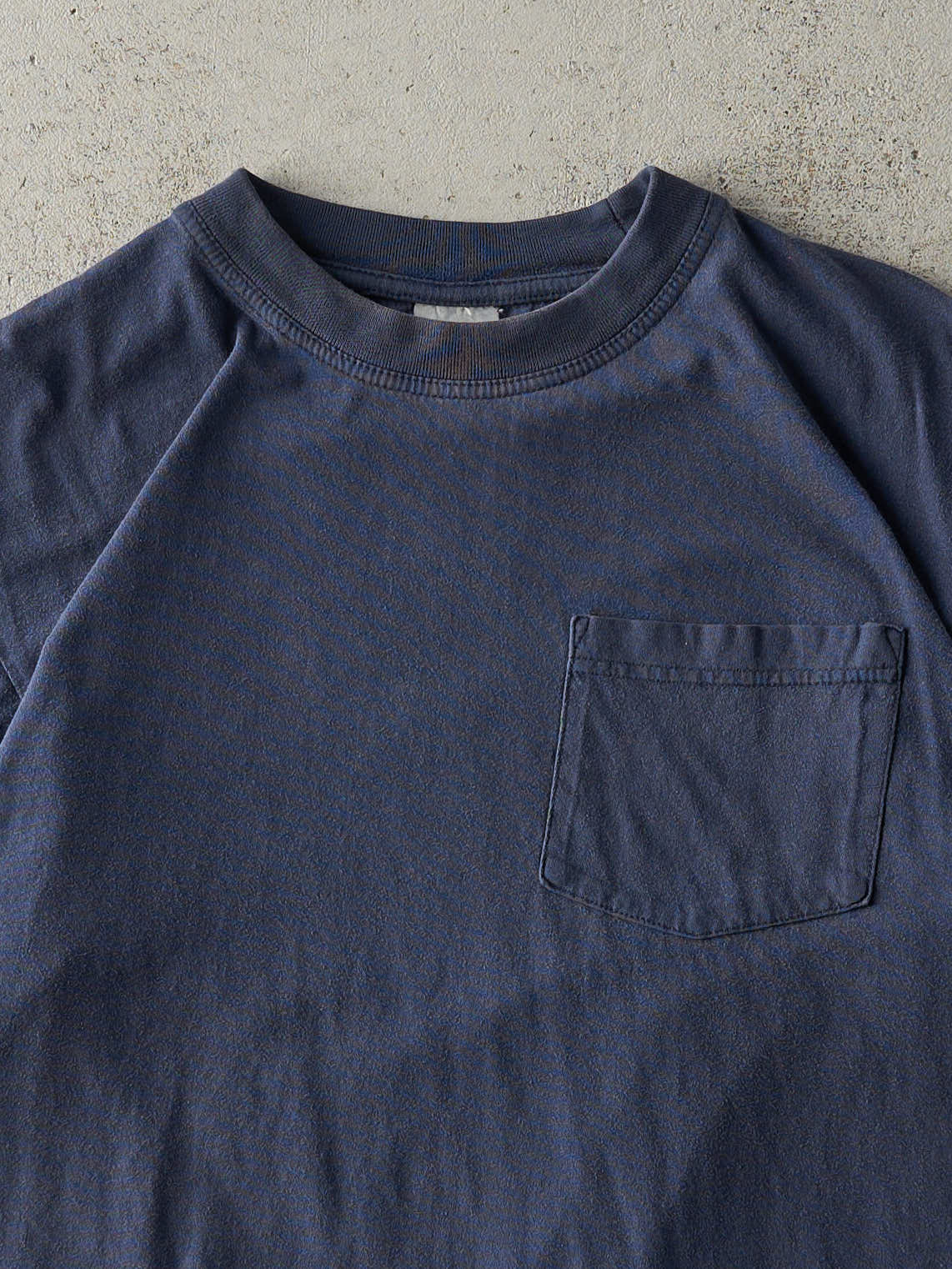 Vintage 90s Navy Blue Blank Pocket Tee (M)