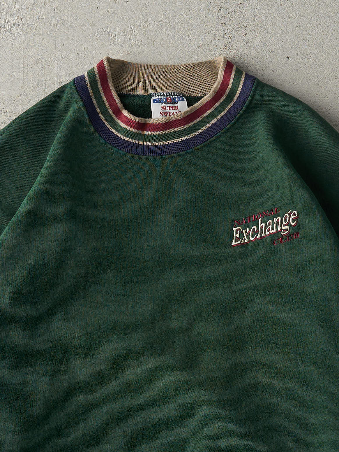 Vintage 90s Green Embroidered National Exchange Club Crewneck (L)