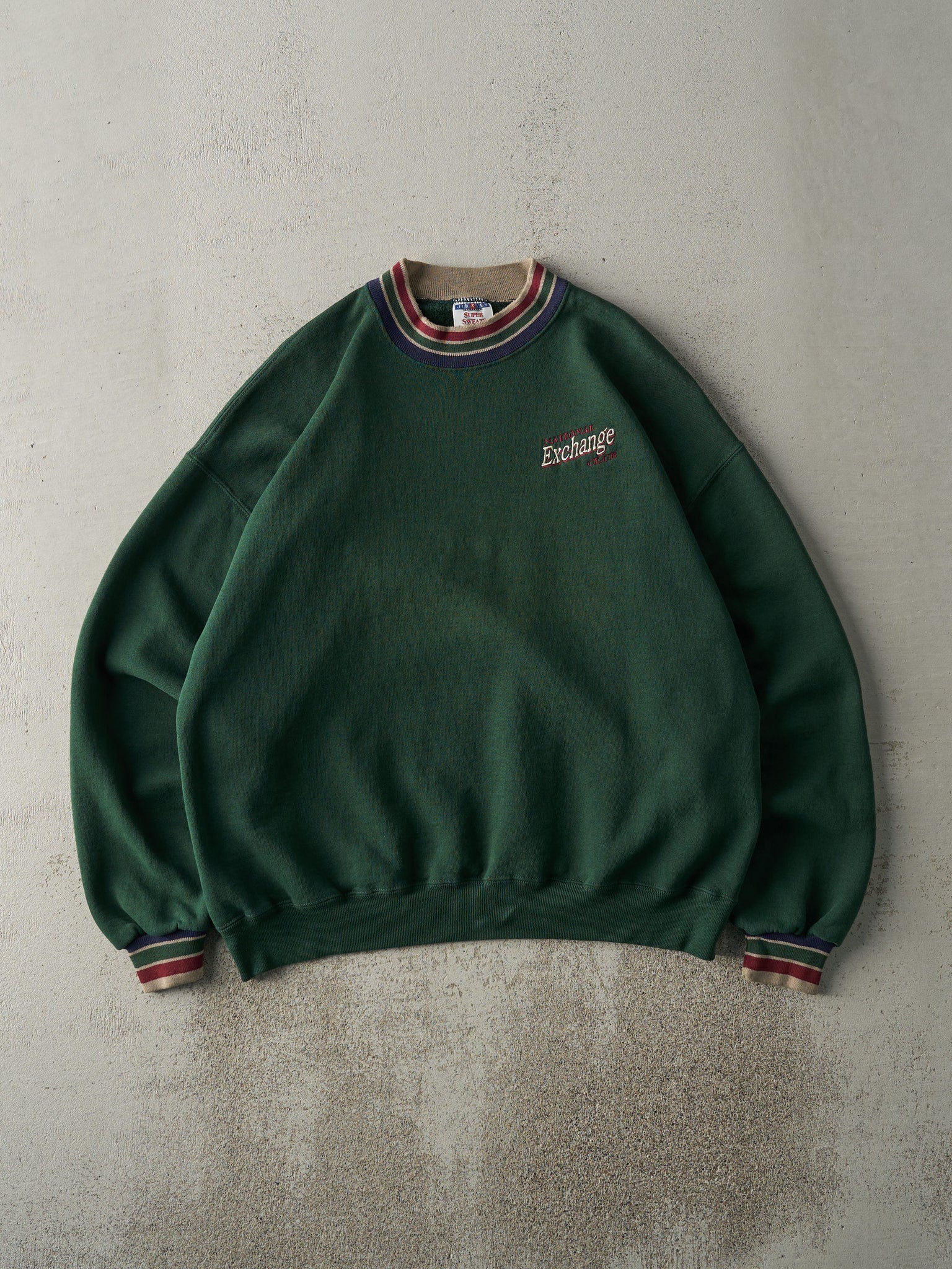 Vintage 90s Green Embroidered National Exchange Club Crewneck (L)