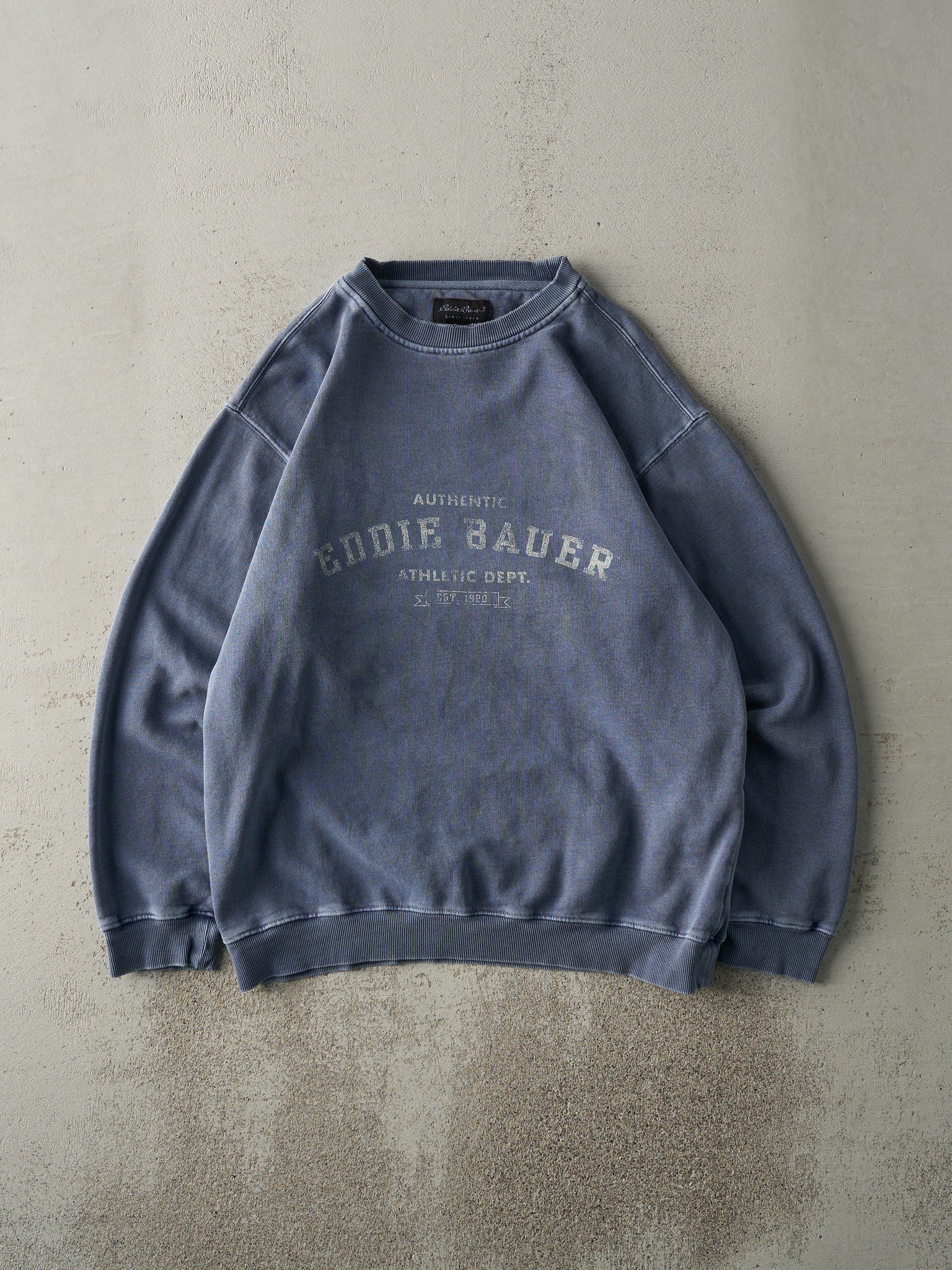 Vintage 90s Washed Navy Blue Eddie Bauer Logo Crewneck (S/M)