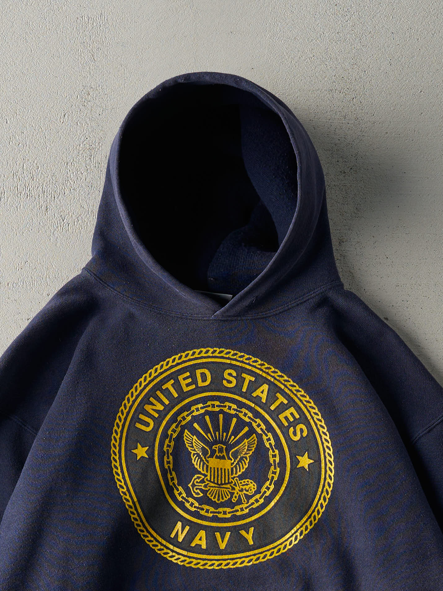 Vintage 90s Navy Blue United States Navy Reflective Hoodie (M)