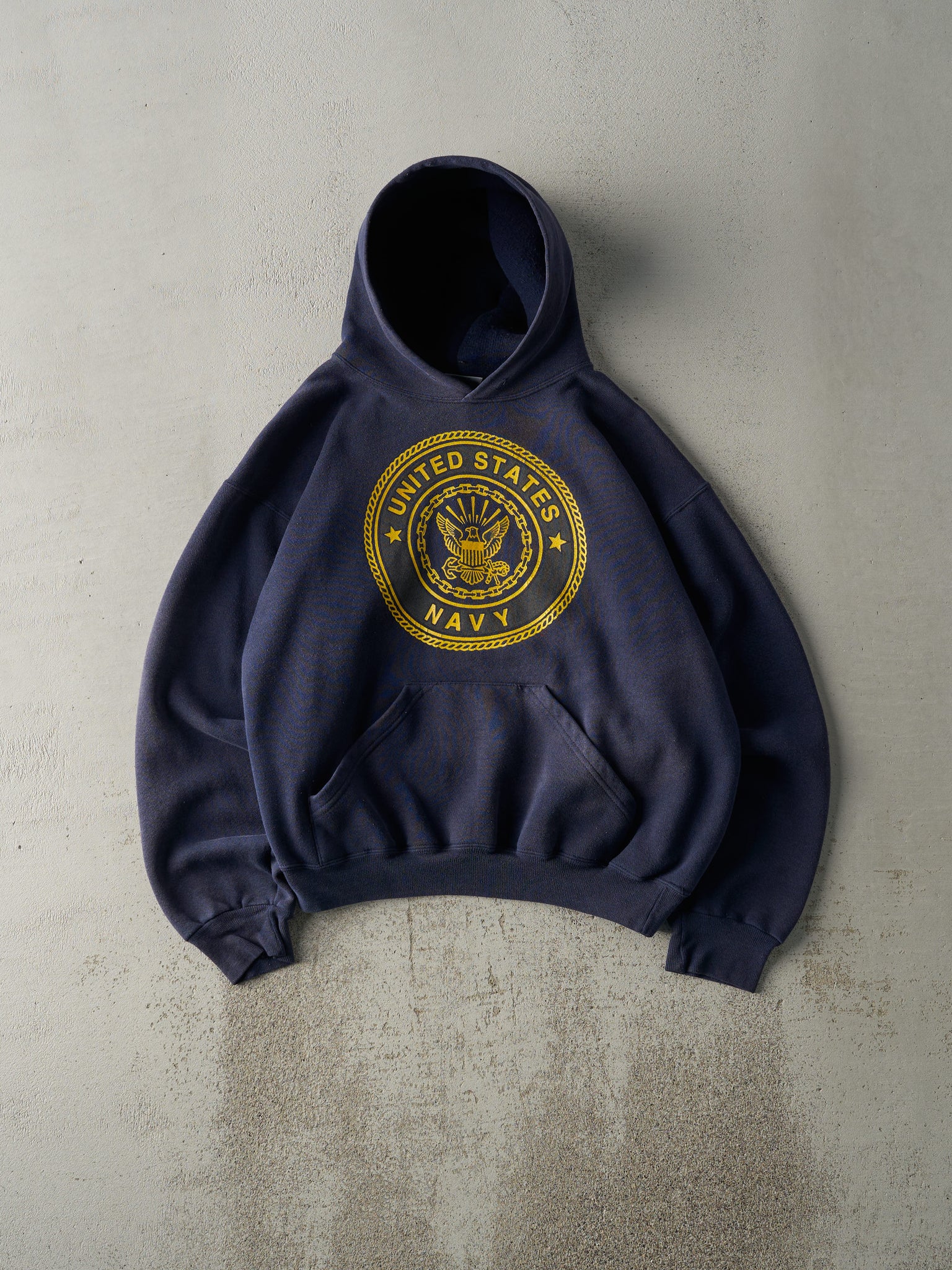 Vintage 90s Navy Blue United States Navy Reflective Hoodie (M)