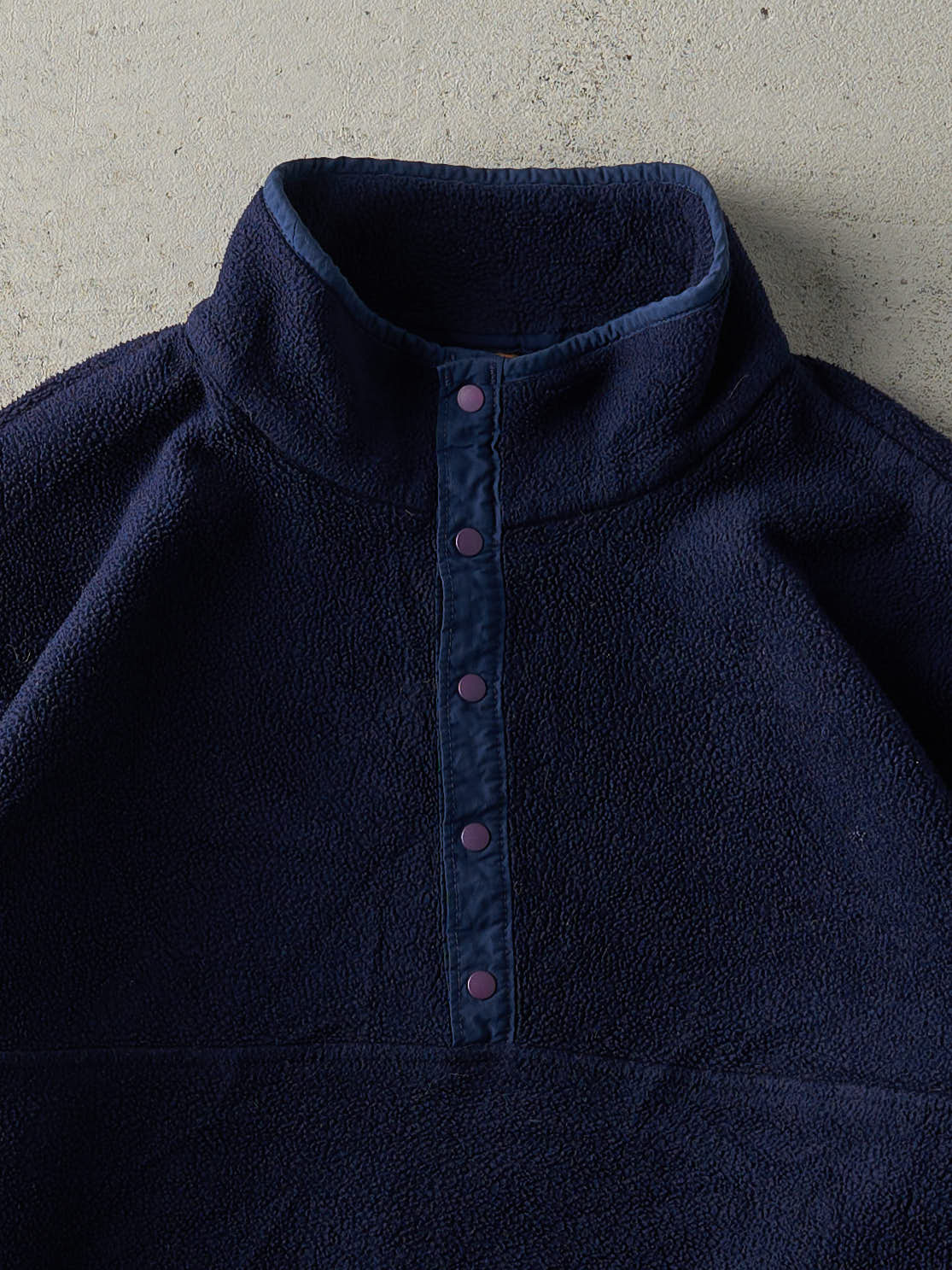 Vintage 90s Navy Blue LL Bean Quarter Button Fleece Sweatshirt (L)