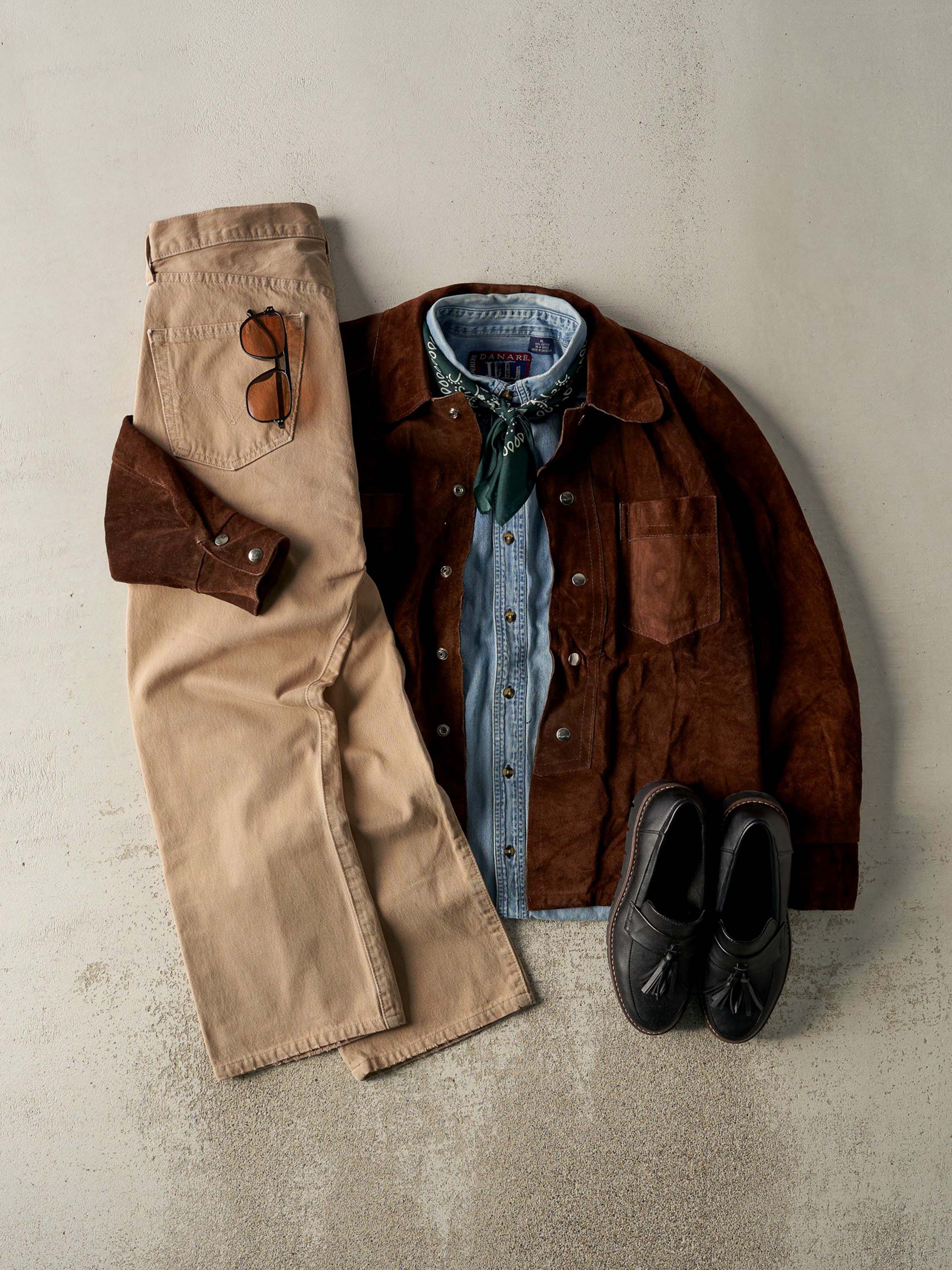 Vintage 70s Brown Suede Button Up Lightweight Jacket (L)