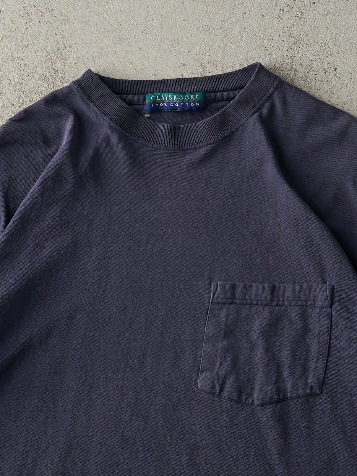 Vintage 90s Navy Blue Blank Pocket Tee (M)