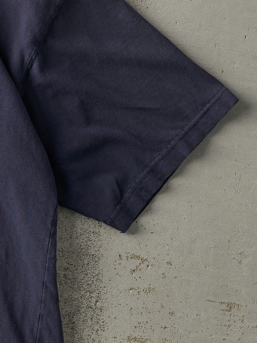 Vintage 90s Navy Blue Blank Pocket Tee (M)
