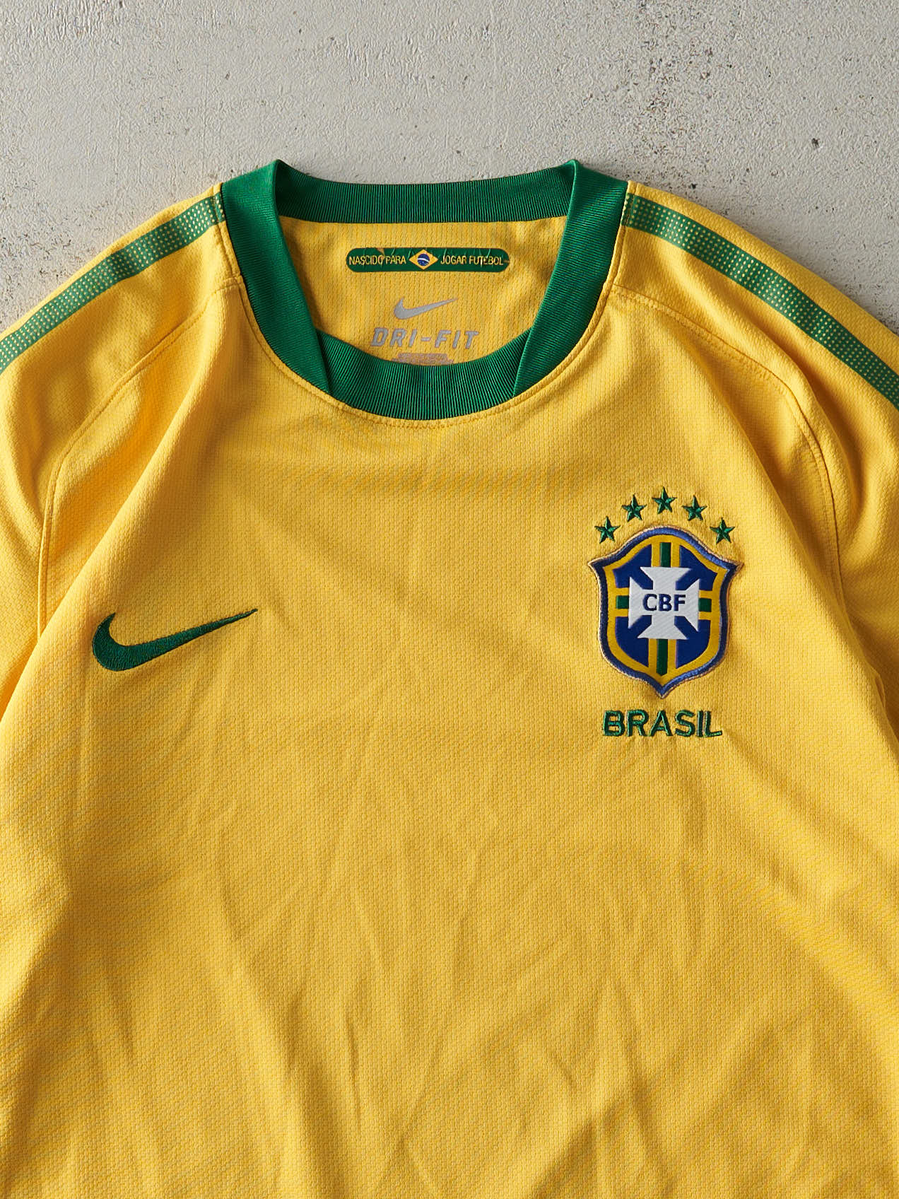 Vintage Y2K Yellow & Green Nike Brazil Soccer Jersey (M)