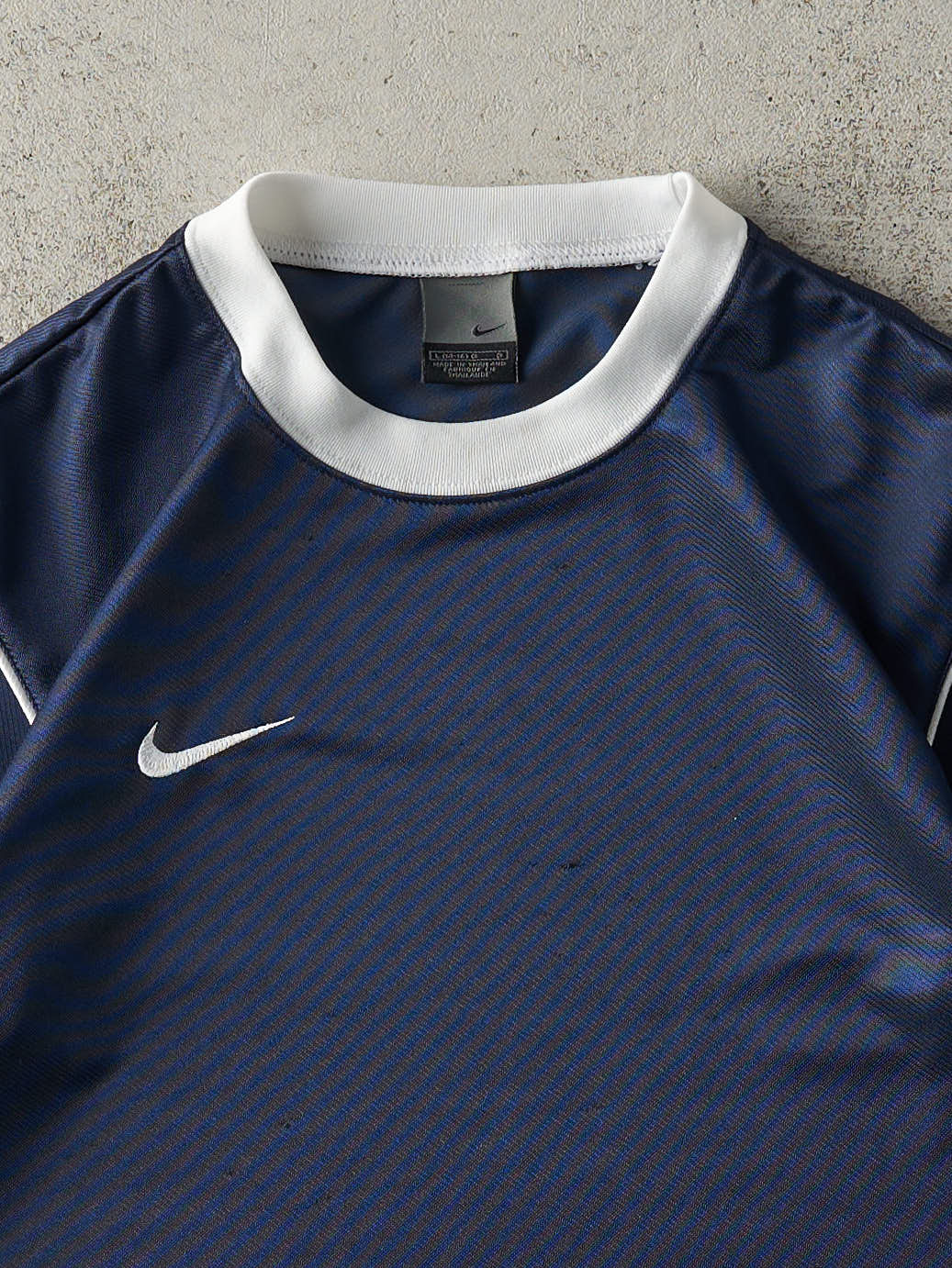 Vintage Y2K Navy Blue Embroidered Nike Soccer Jersey (XS)