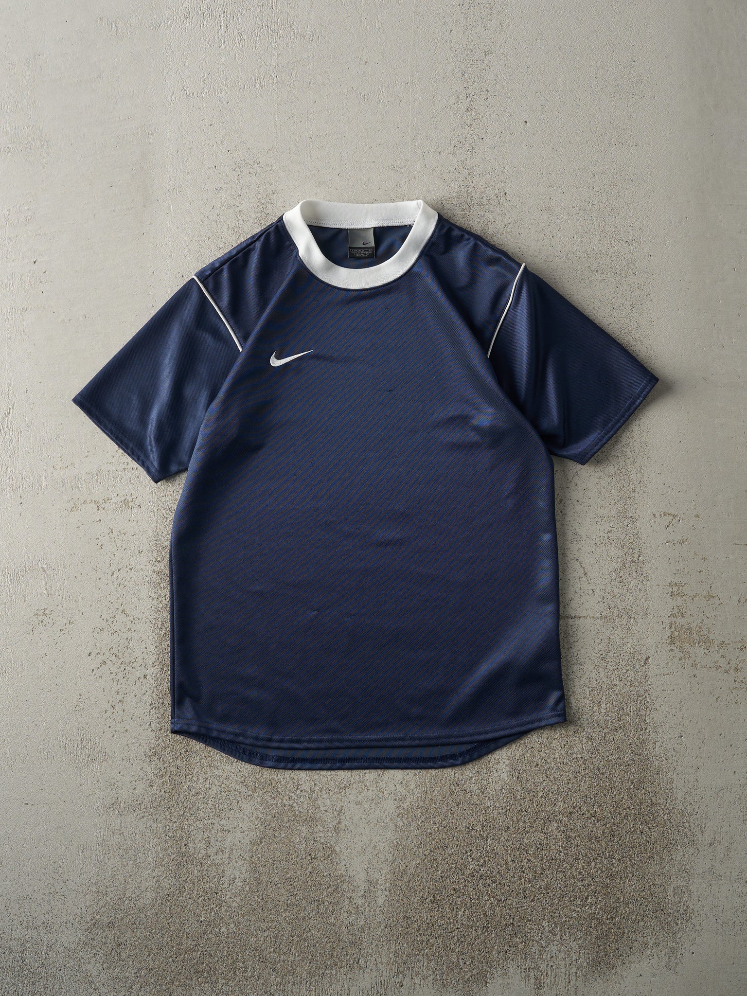 Vintage Y2K Navy Blue Embroidered Nike Soccer Jersey (XS)