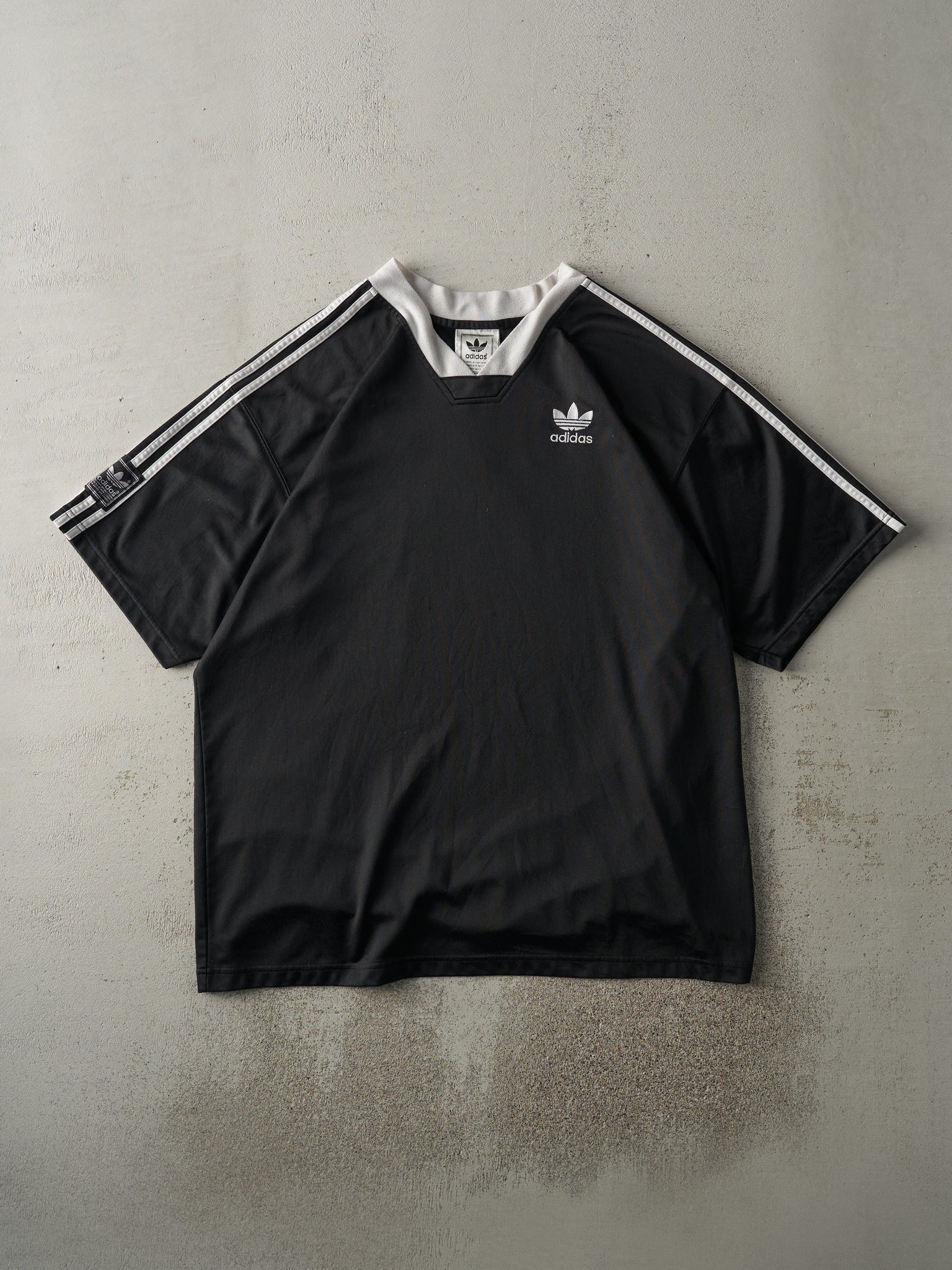 Vintage Y2K Black Embroidered Adidas Soccer Jersey (L)