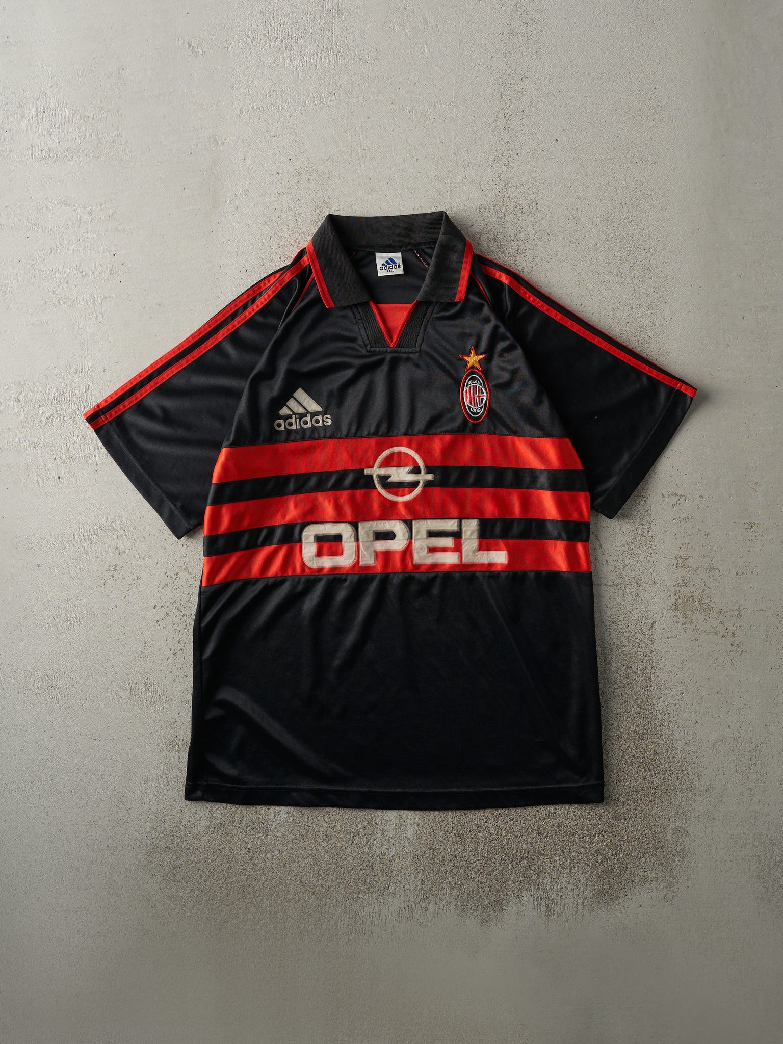 Vintage Y2K Black & Red Milan Bootleg Soccer Jersey (L/XL)