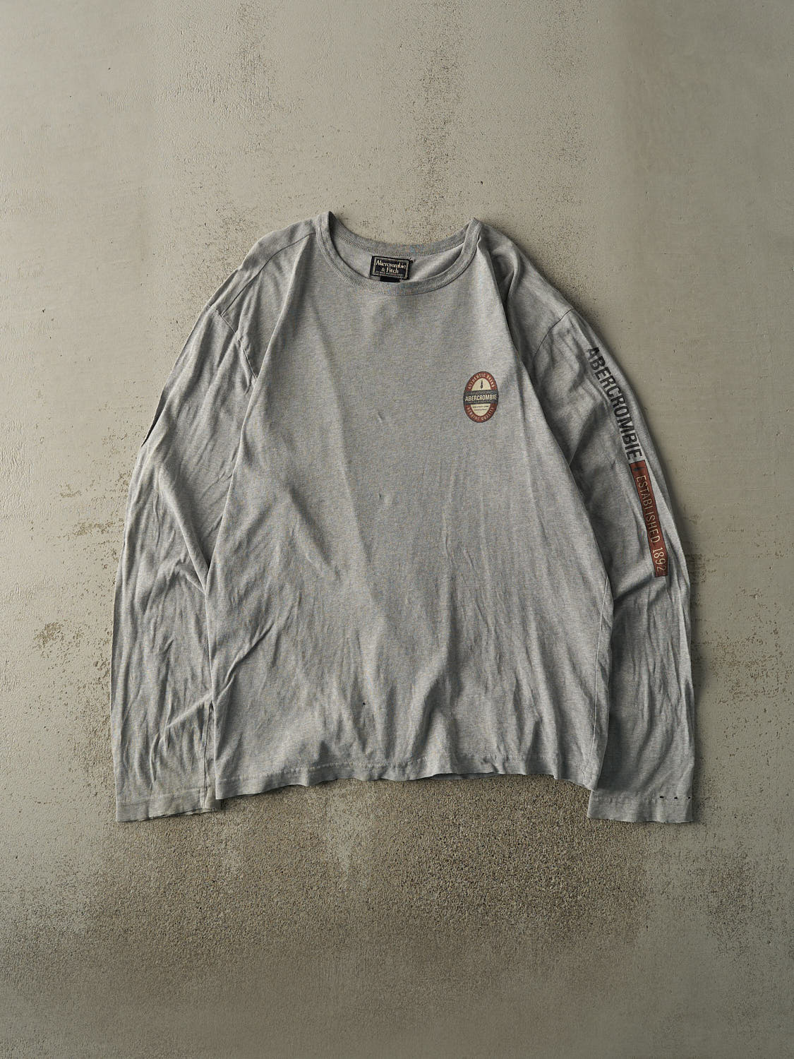 Vintage Y2K Grey Abercrombie & Fitch Long Sleeve (XL)
