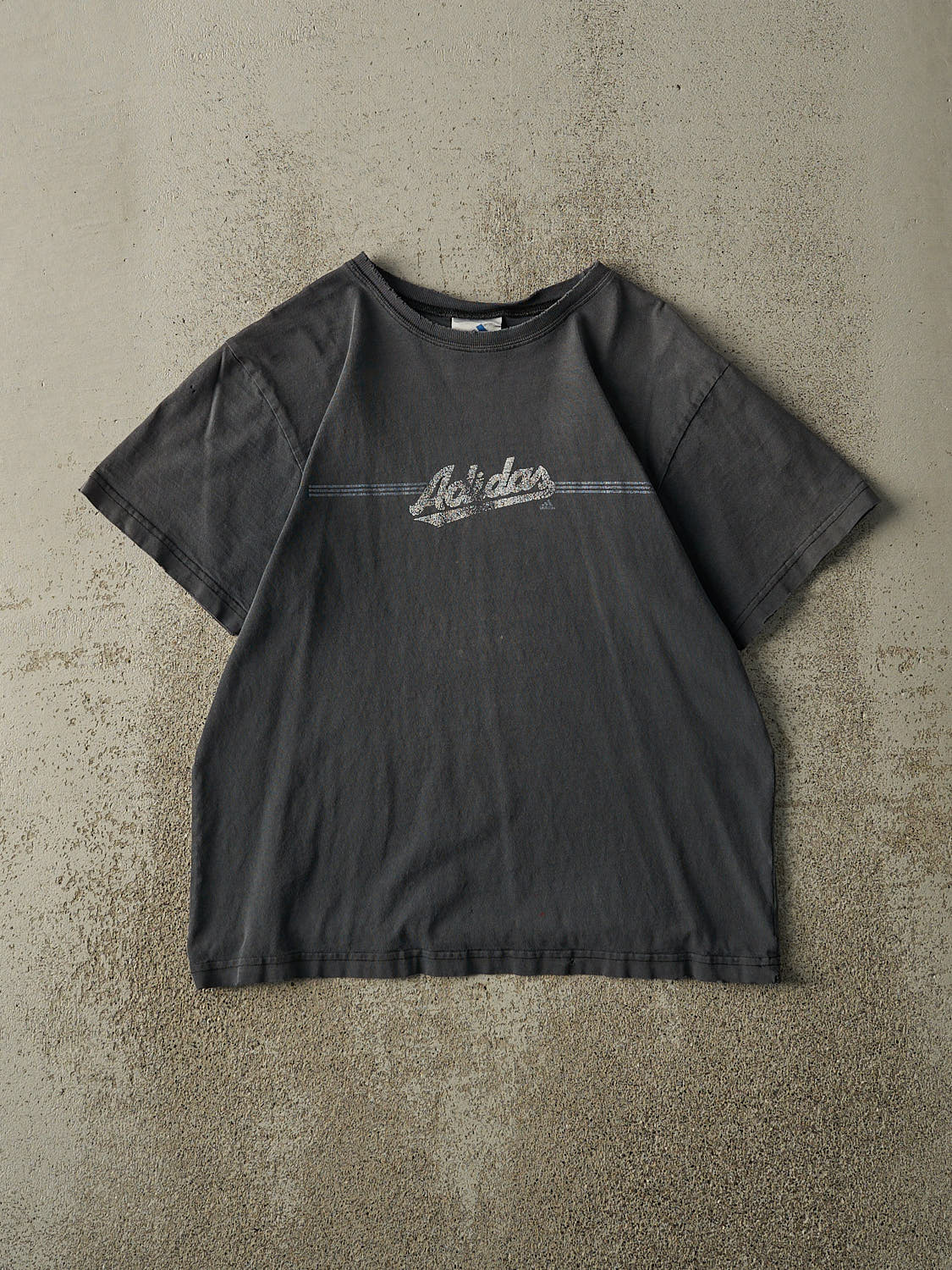 Vintage Y2K Sun Faded Charcoal Grey Adidas Tee (XS/S)