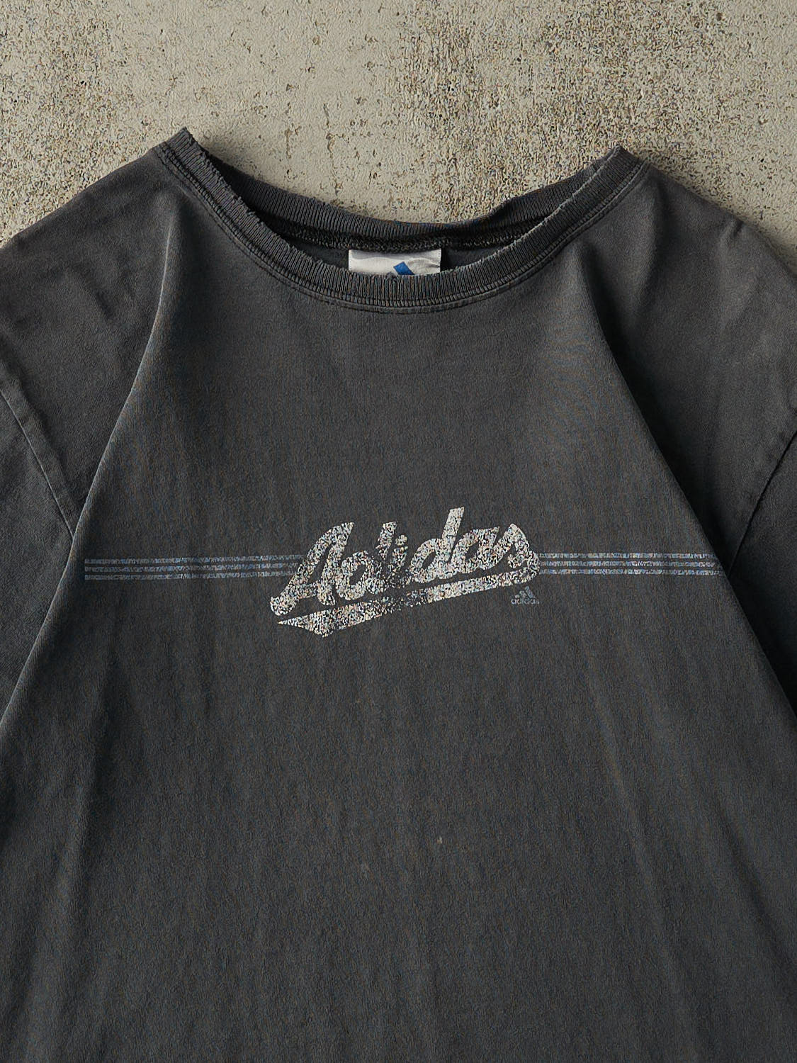 Vintage Y2K Sun Faded Charcoal Grey Adidas Tee (XS/S)