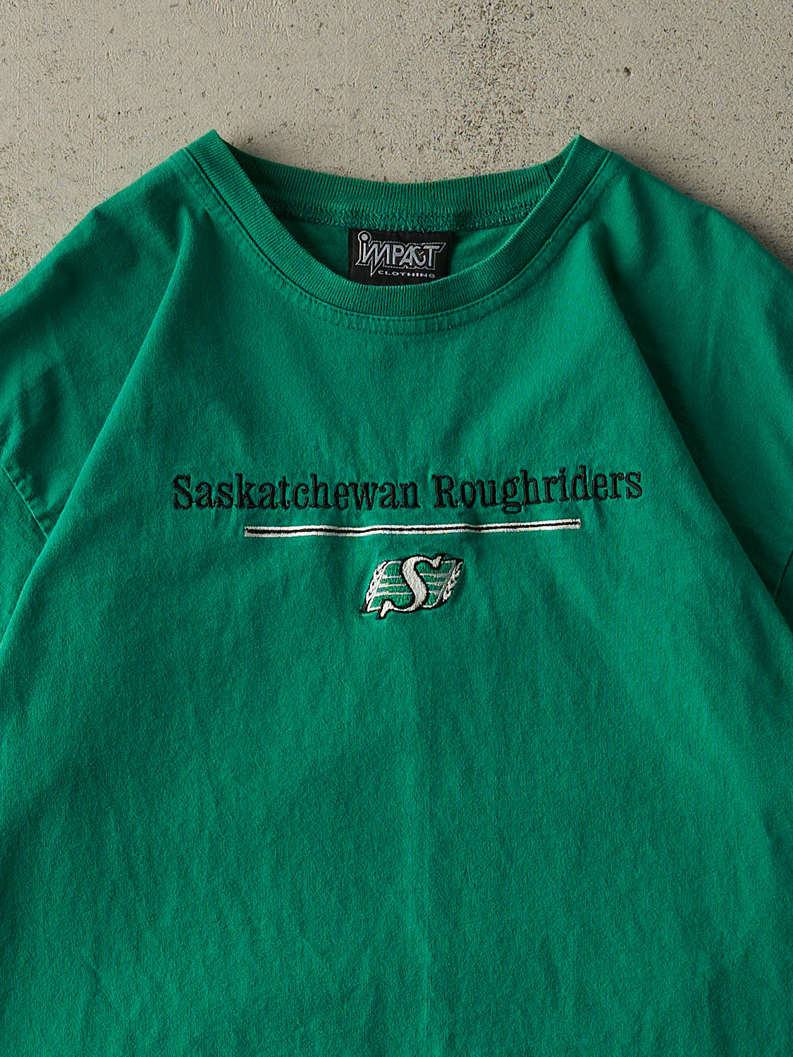 Vintage 90s Kelly Green Saskatchewan Rough Riders CFL Embroidered Tee (L/XL)