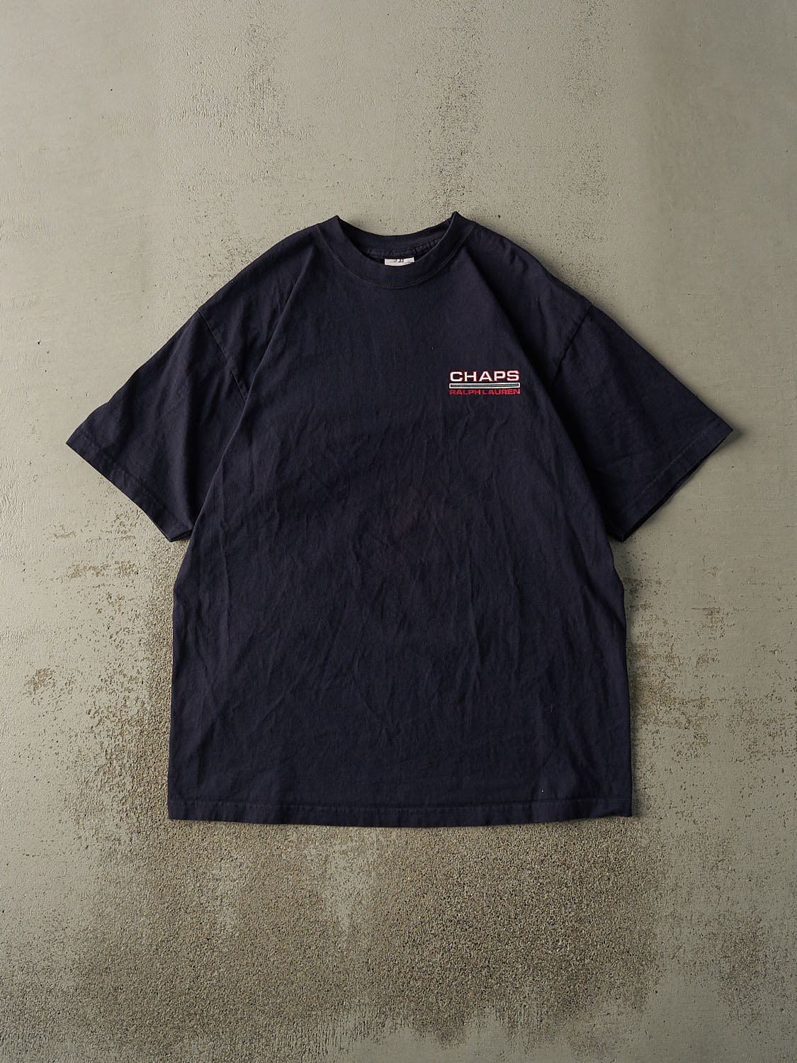 Vintage Y2K Navy Blue Chaps Ralph Lauren Logo Tee (XL)