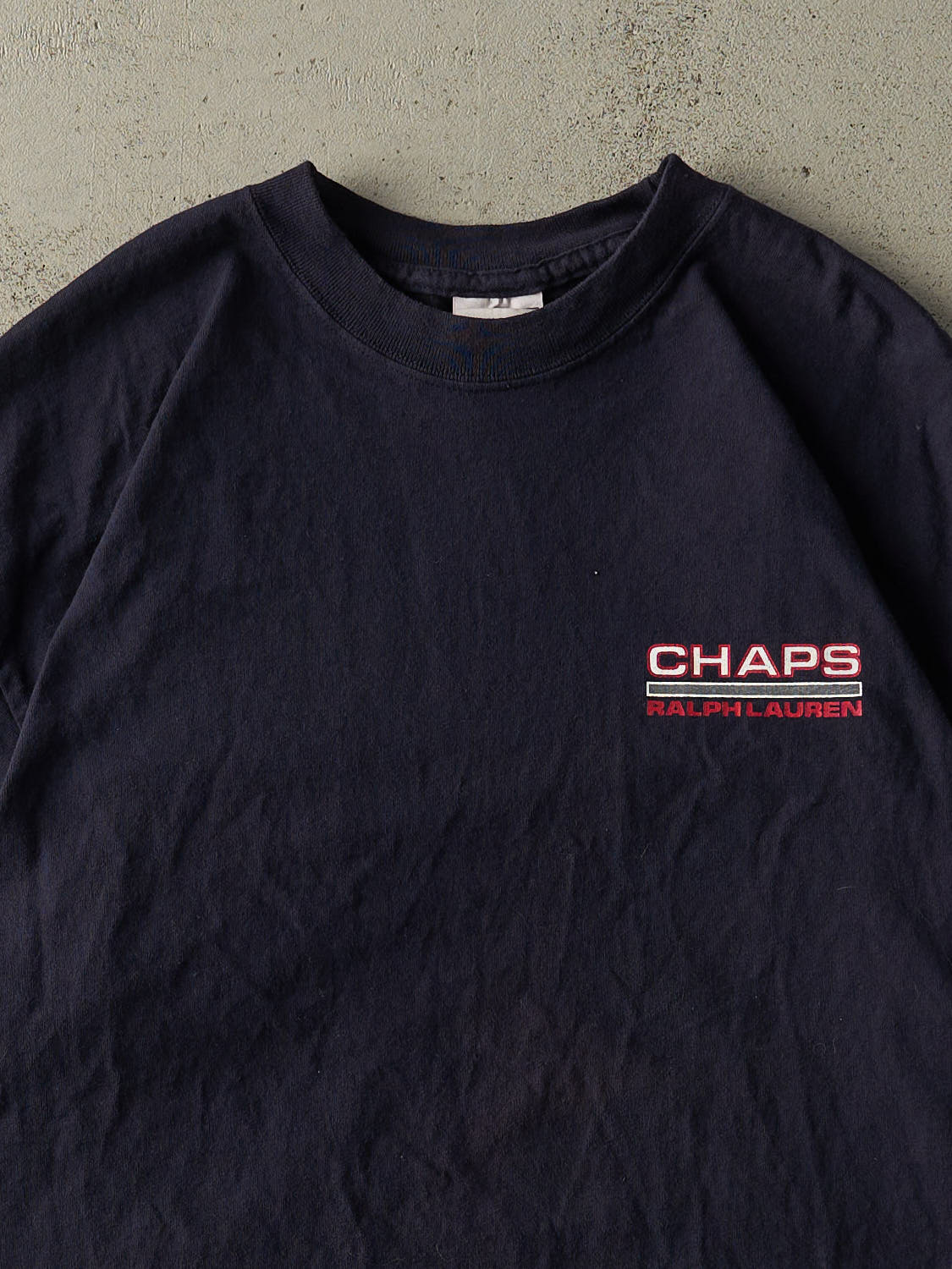Vintage Y2K Navy Blue Chaps Ralph Lauren Logo Tee (XL)
