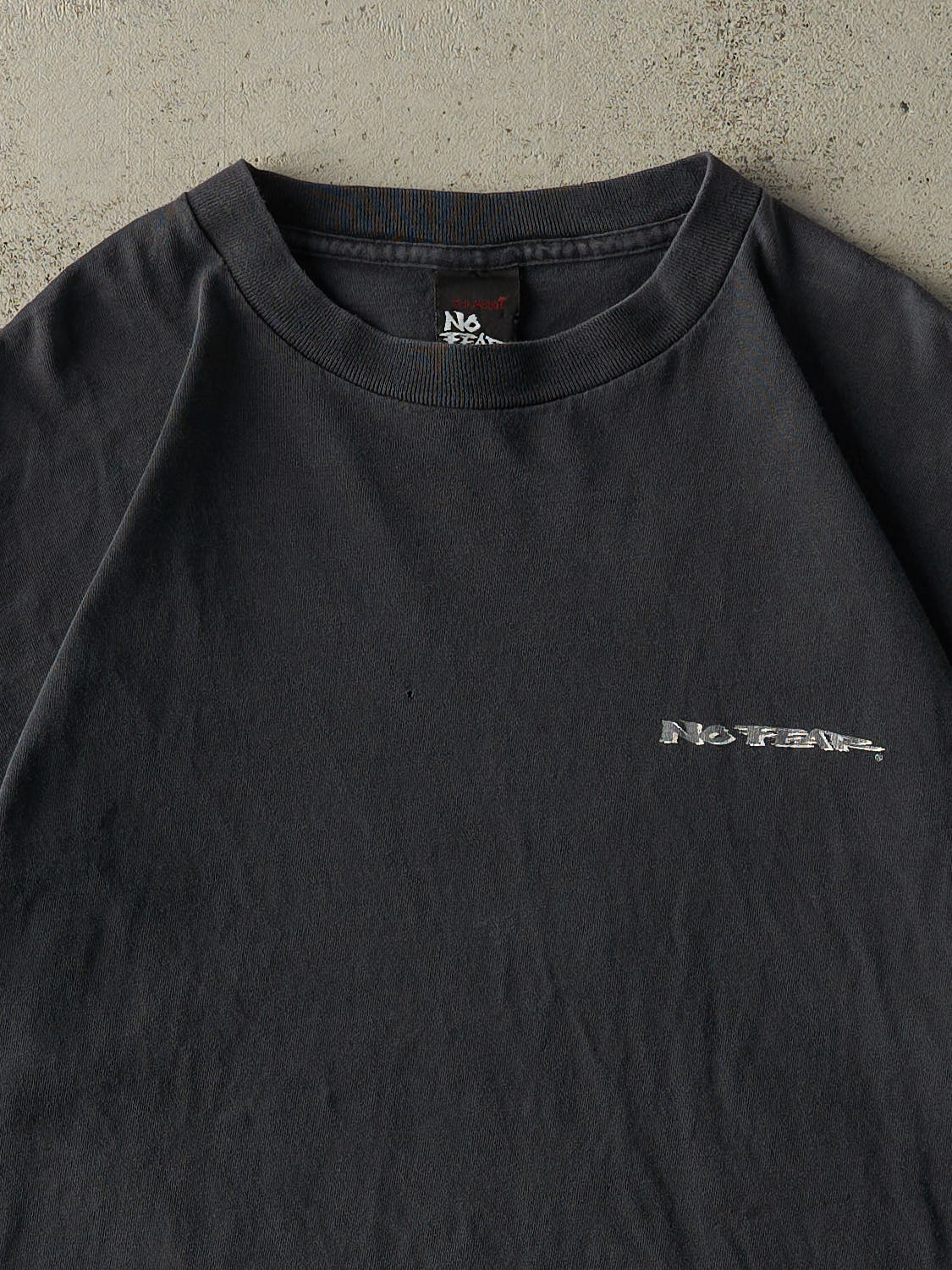 Vintage 95' Faded Black No Fear "Living on the Edge" Single Stitch Tee (L/XL)
