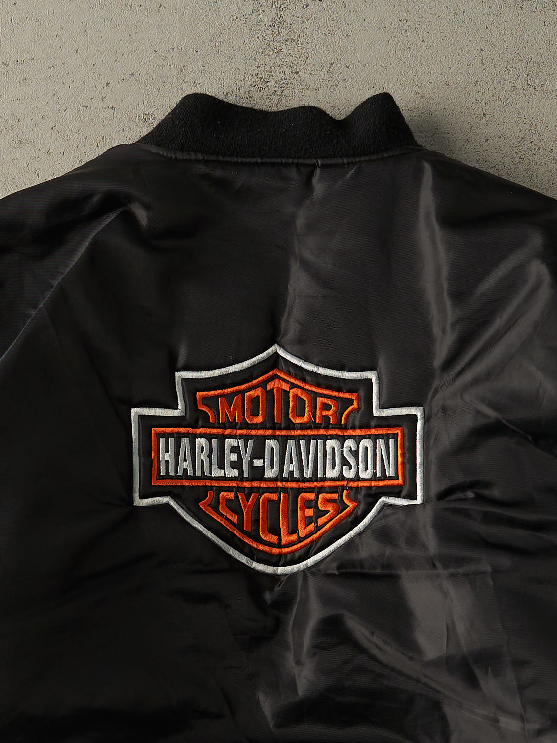 Vintage 90s Black & Orange Reversible Harley Davidson Embroidered