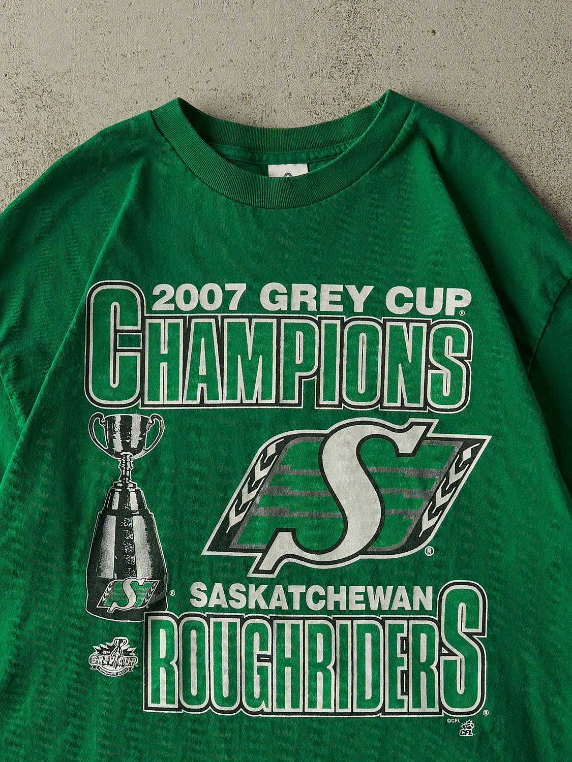 Vintage 07' Green Saskatchewan Rough Riders Grey Cup Champions Tee (XL)
