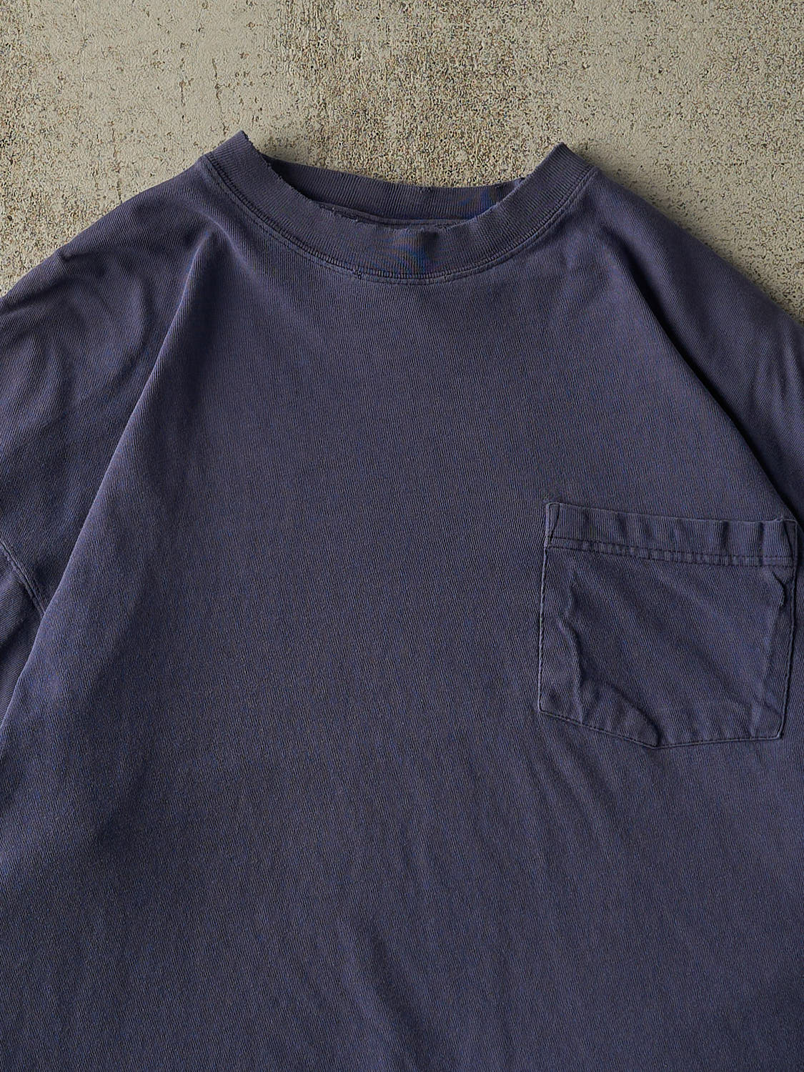 Vintage 90s Navy Blue Blank Boxy Pocket Tee (L/XL)