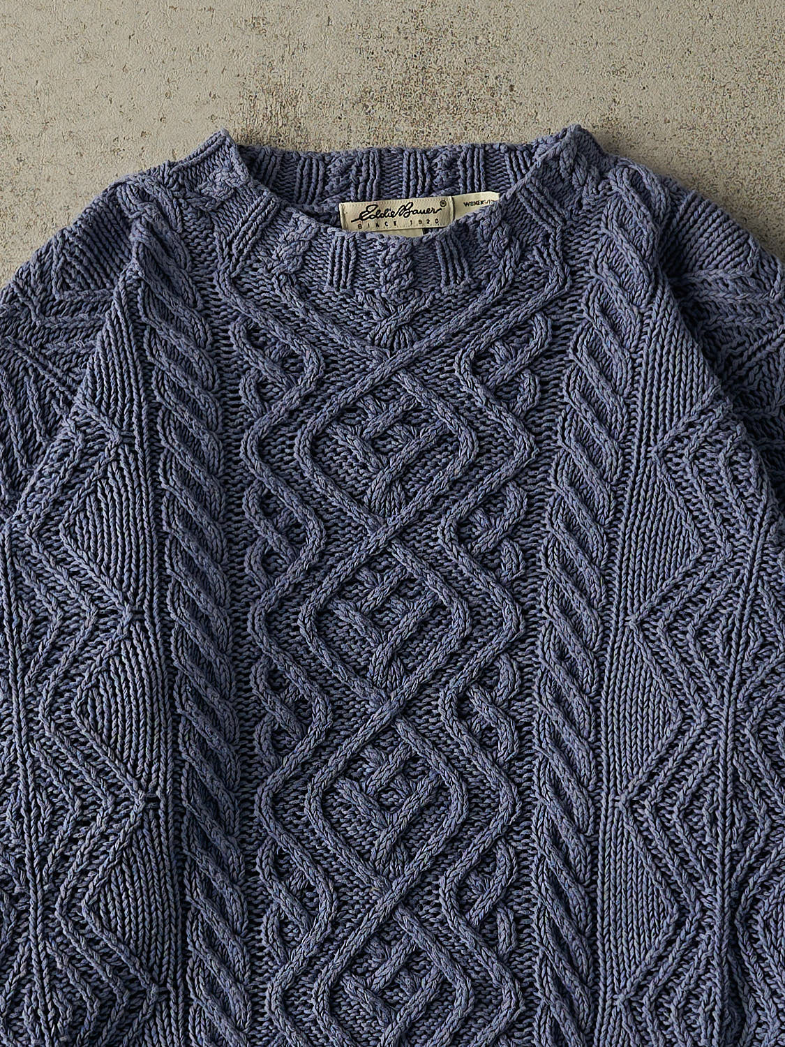 Vintage 90s Blue Patterned Knit Pullover (L)