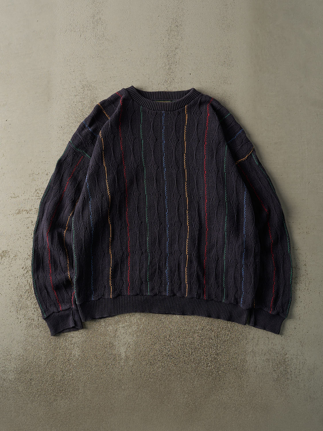Vintage 90s Navy Blue Striped Knit Pullover (XL/XXL)