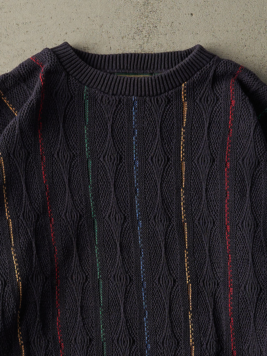 Vintage 90s Navy Blue Striped Knit Pullover (XL/XXL)