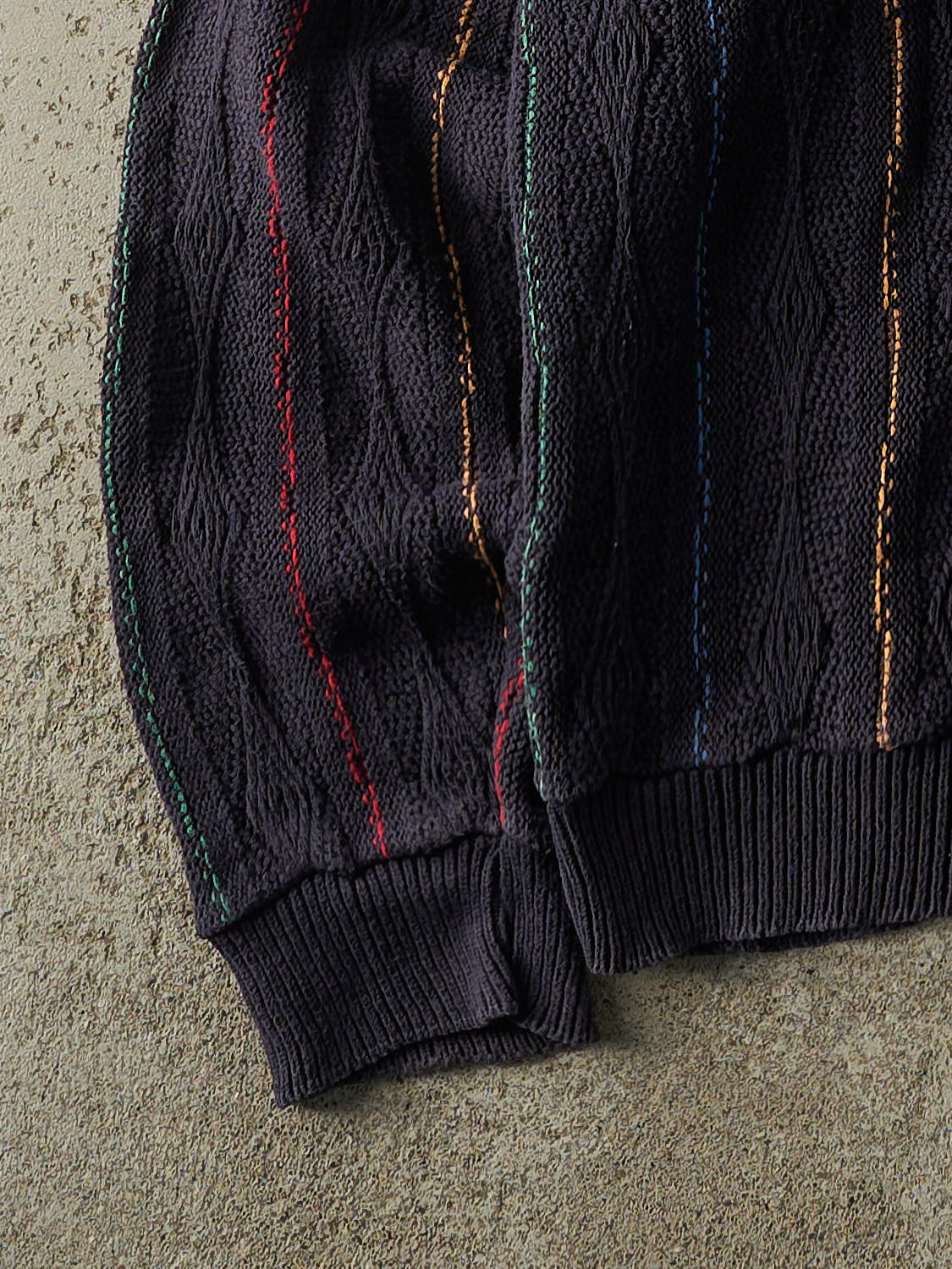 Vintage 90s Navy Blue Striped Knit Pullover (XL/XXL)