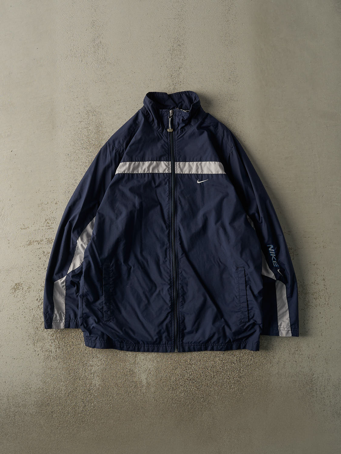 Vintage Y2K Navy Blue Nike Wind Breaker Jacket (L/XL)