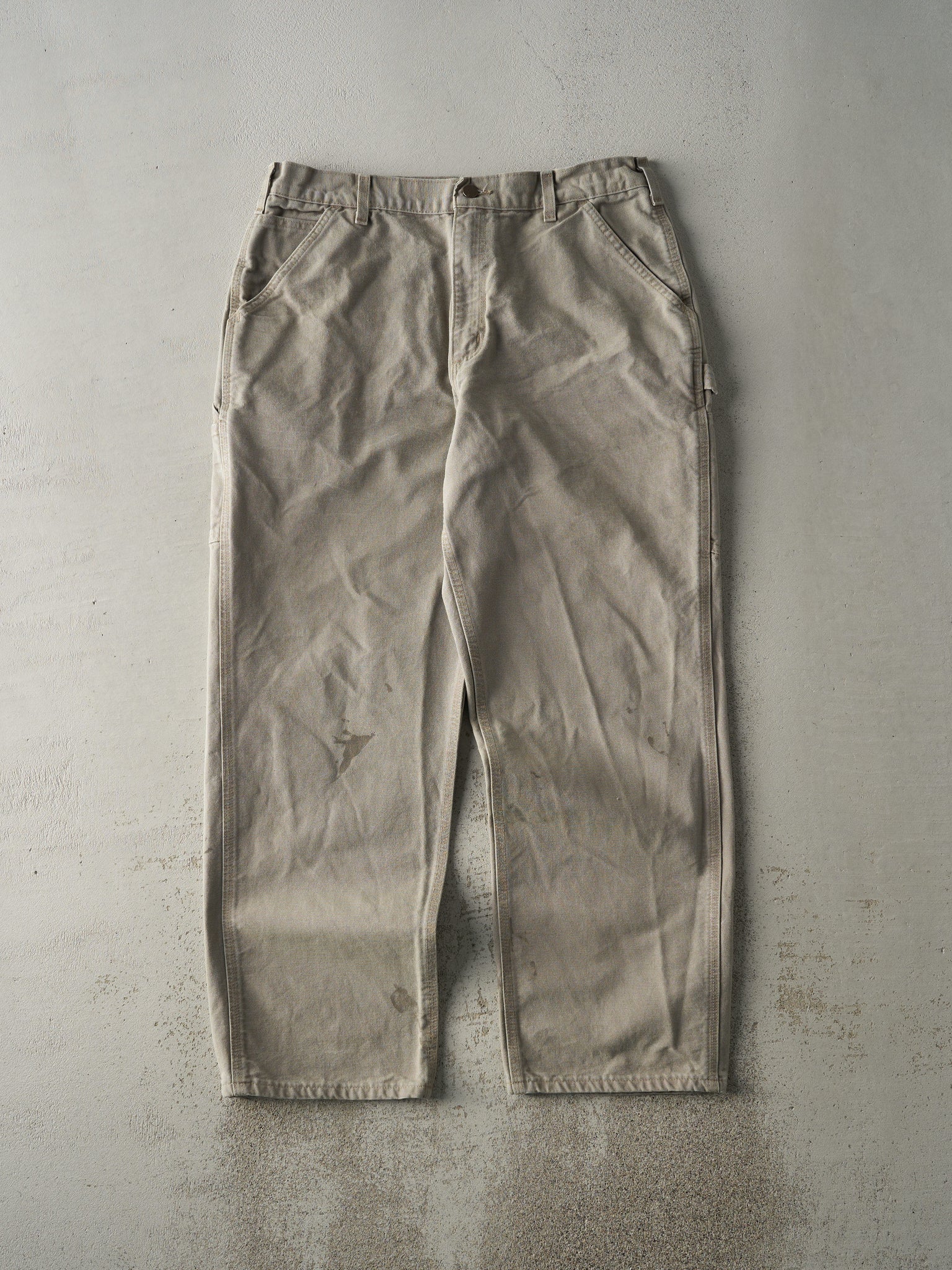 Vintage Y2K Beige Dungaree Fit Carhartt Carpenter Pants (33.5x30.5)
