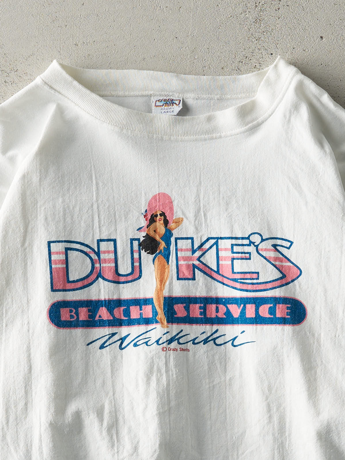 Vintage 90s White Dukes Beach Service Long Sleeve (L)
