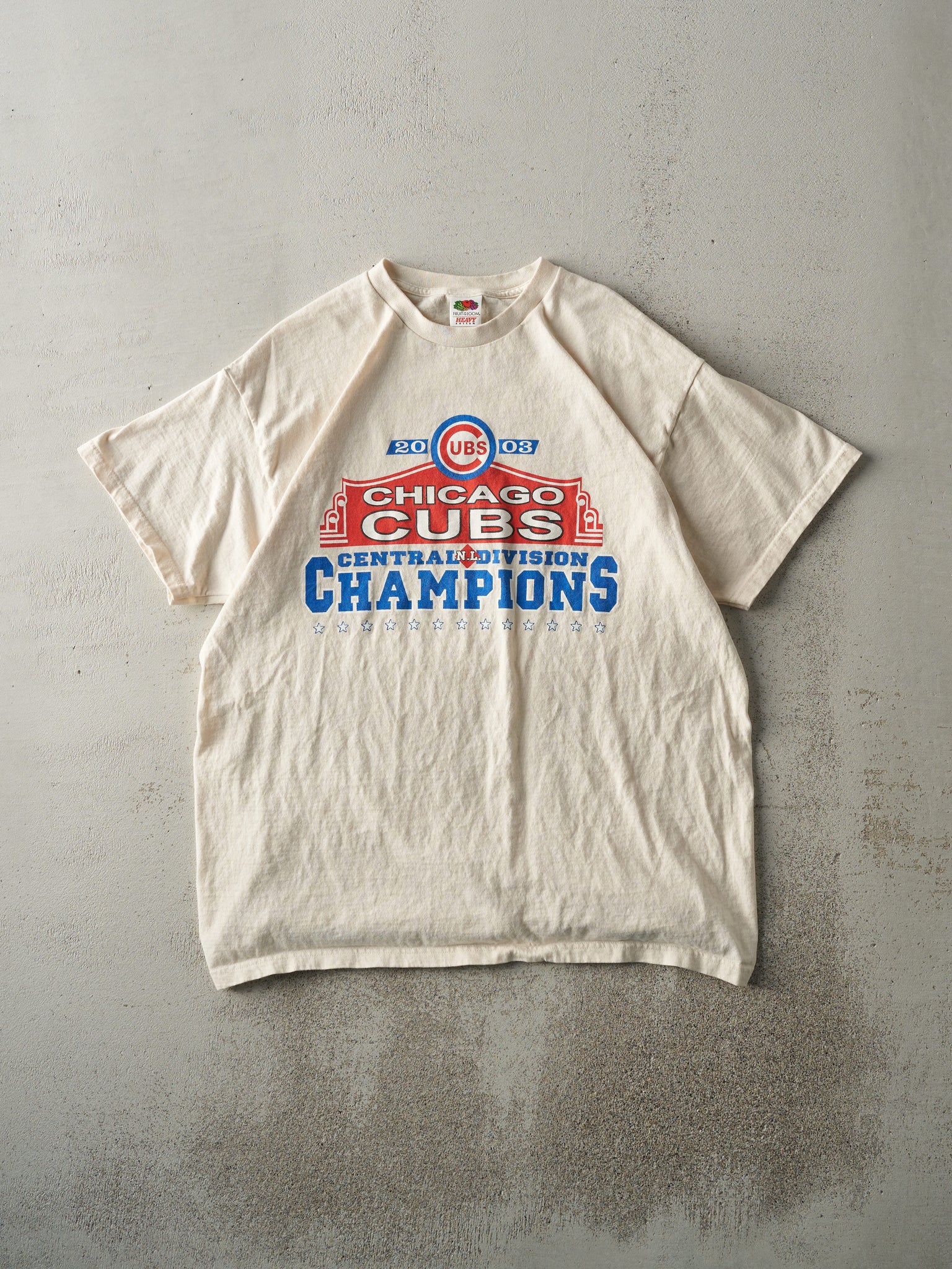 Vintage 03' Beige Chicago Cubs Central Division Champions Tee (M/L)