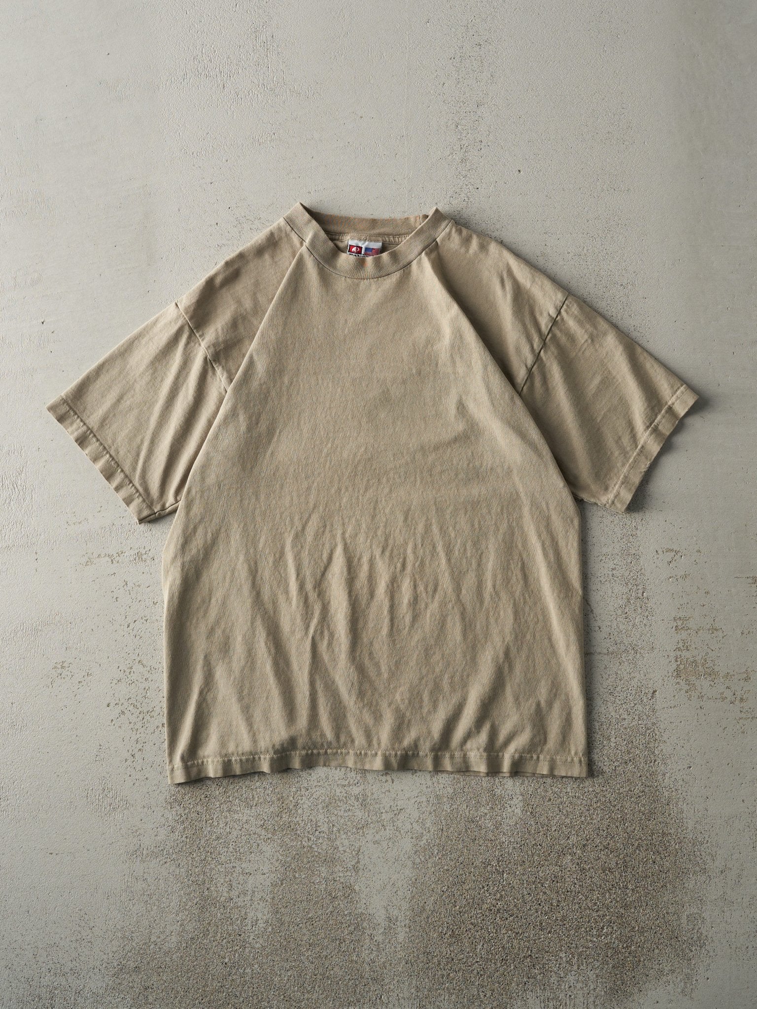 Vintage 90s Beige Blank Tee (M)