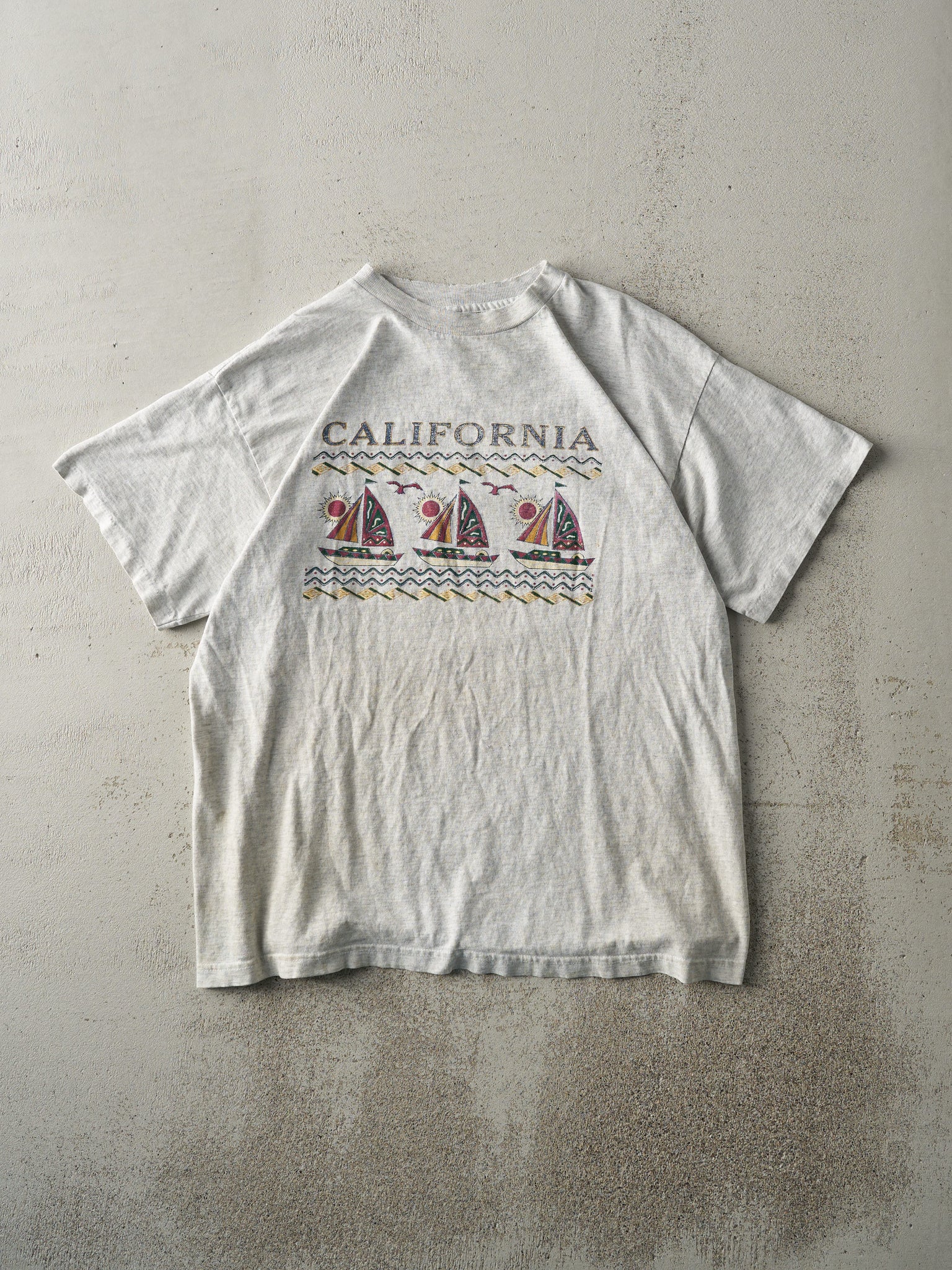 Vintage 90s Heather Grey California Single Stitch Tee (M)