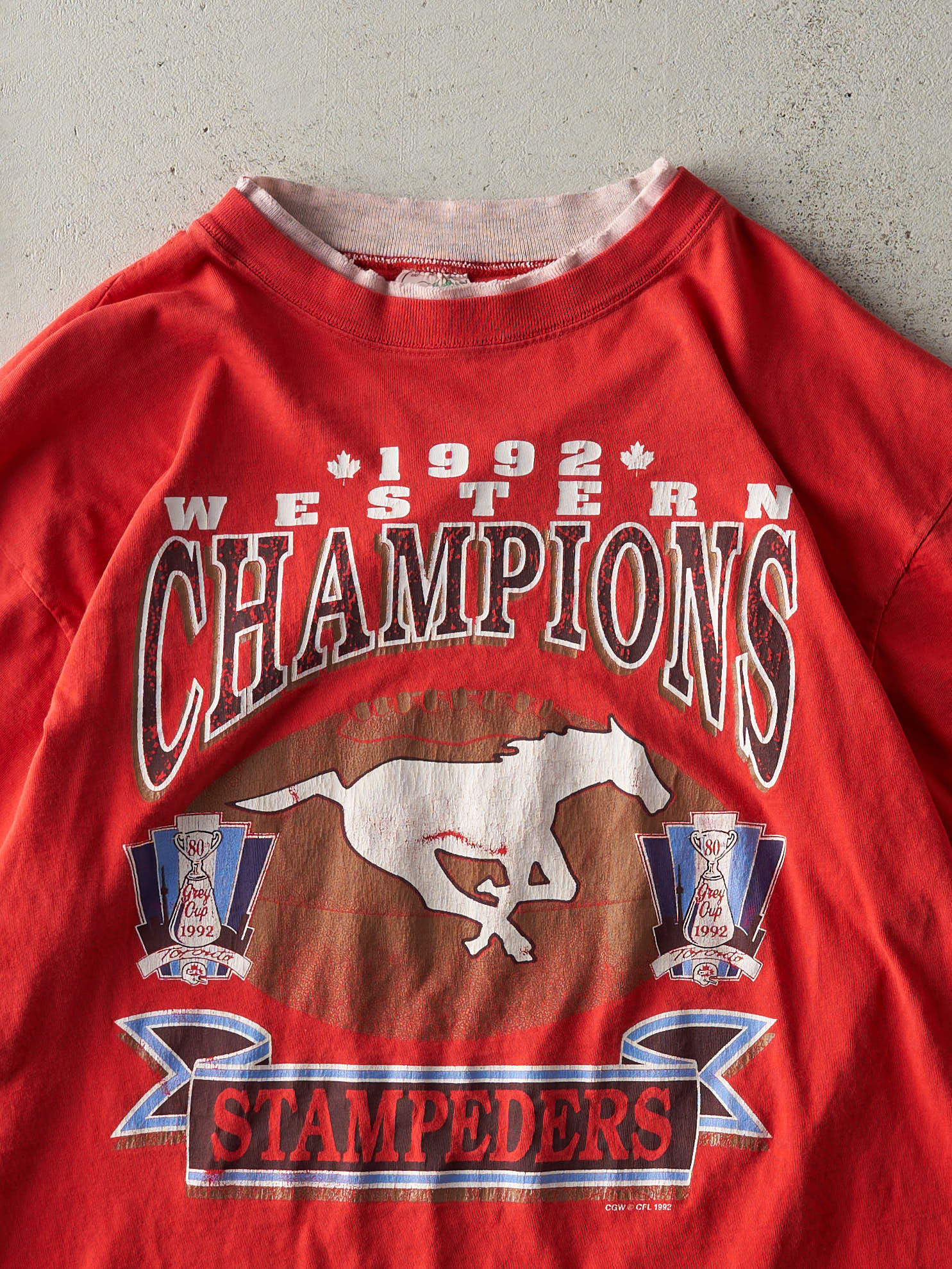 Vintage 92' Red Calgary Stampeders Western Champions Tee (M)