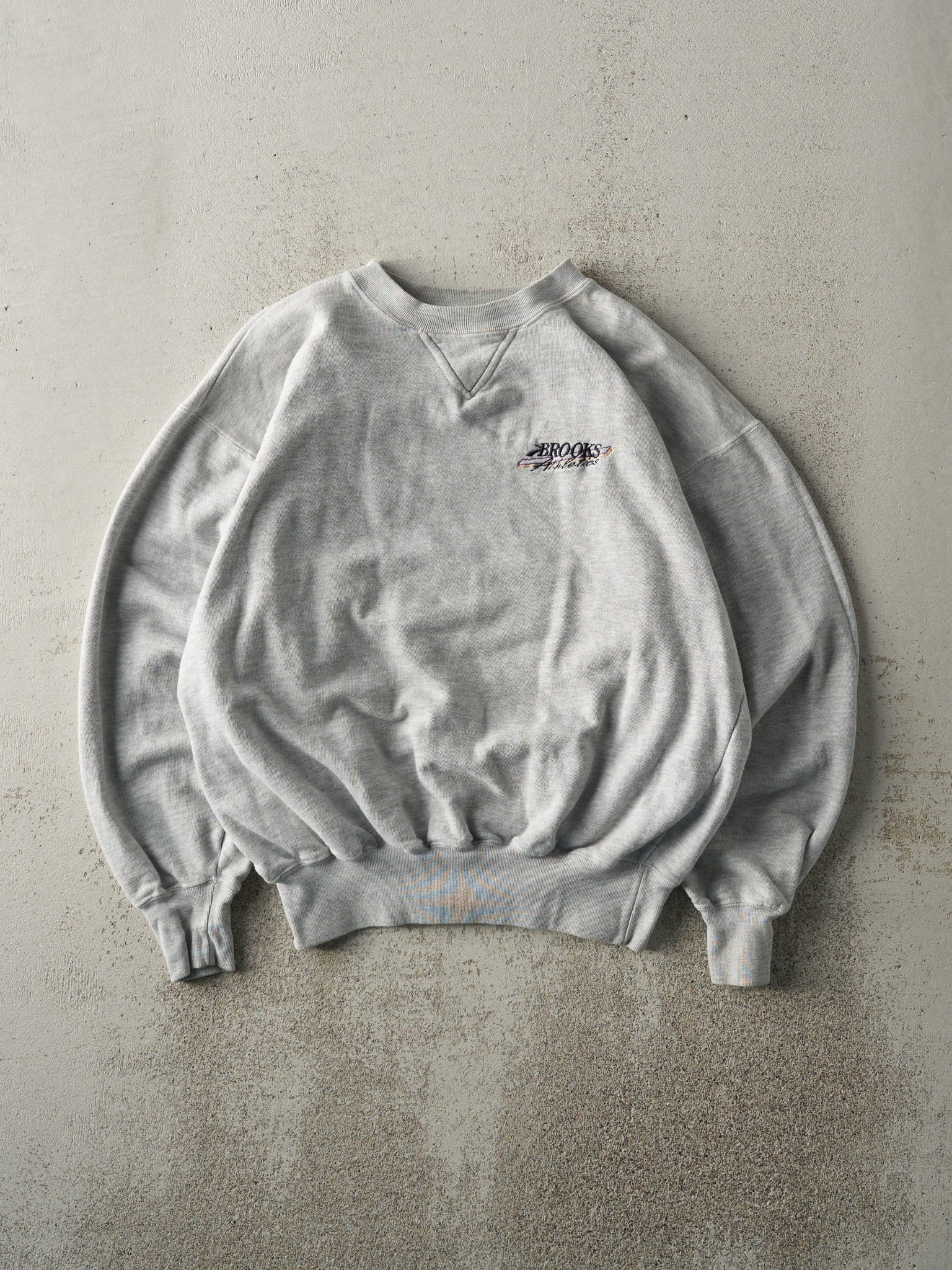 Vintage 90s Heather Grey Embroidered Brooks Crewneck (XS/S)